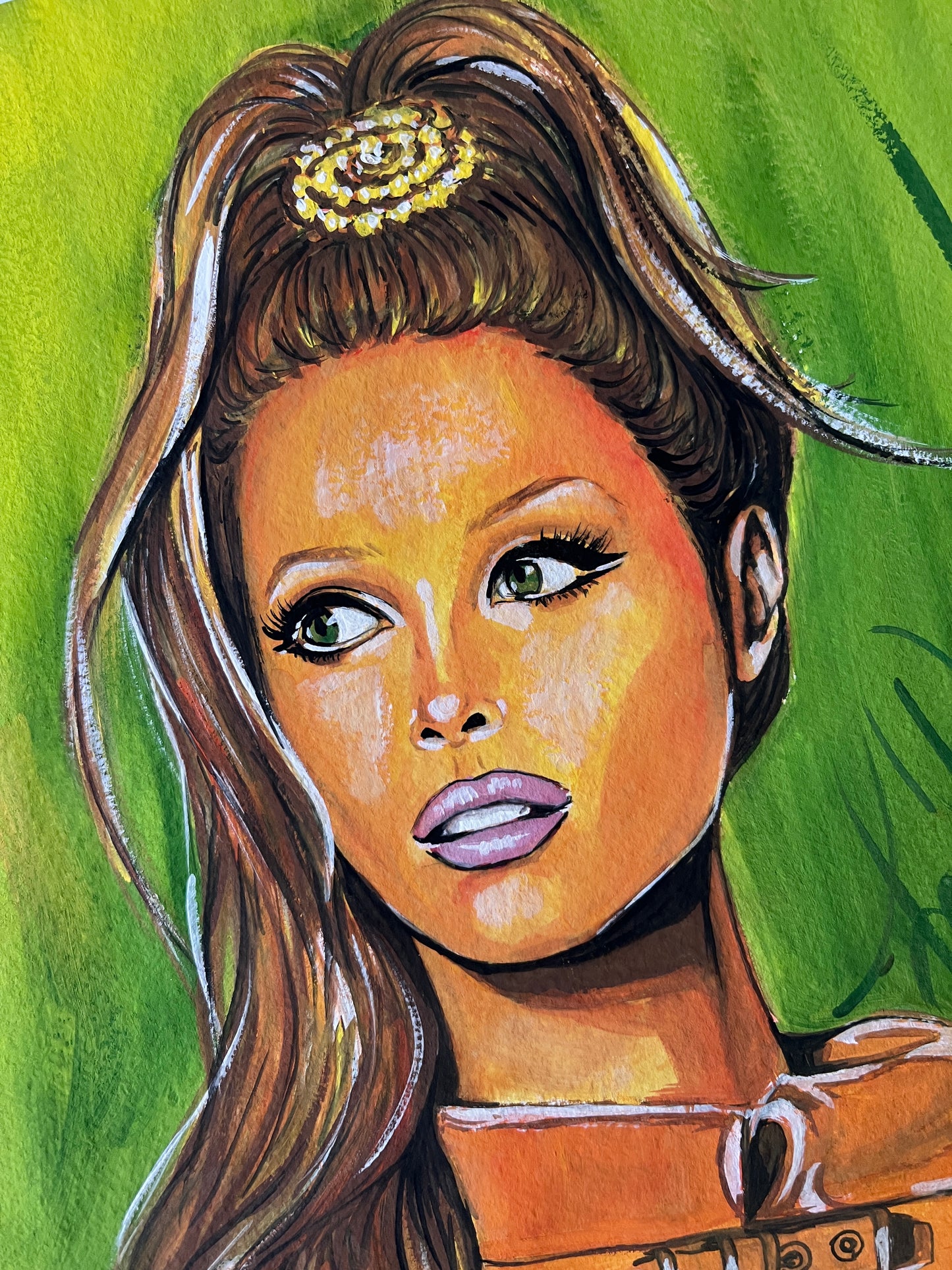 Christy Turlington, ORIGINAL Gouache Painting, Artwork by Svetlana Pelin