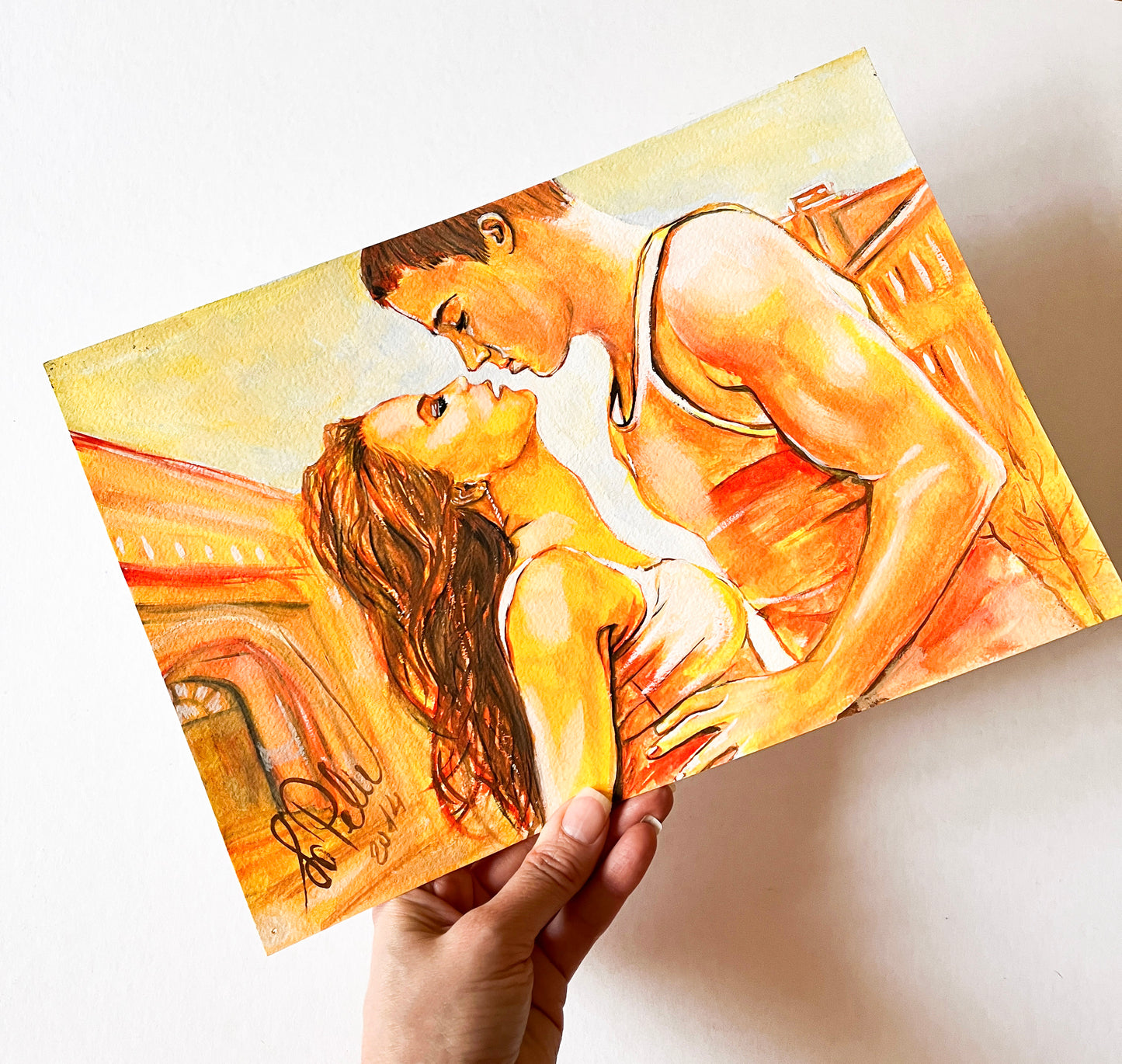 Step Up, Channing Tatum, Jenna Dewan, ORIGINAL Gouache Painting, Artwork by Svetlana Pelin