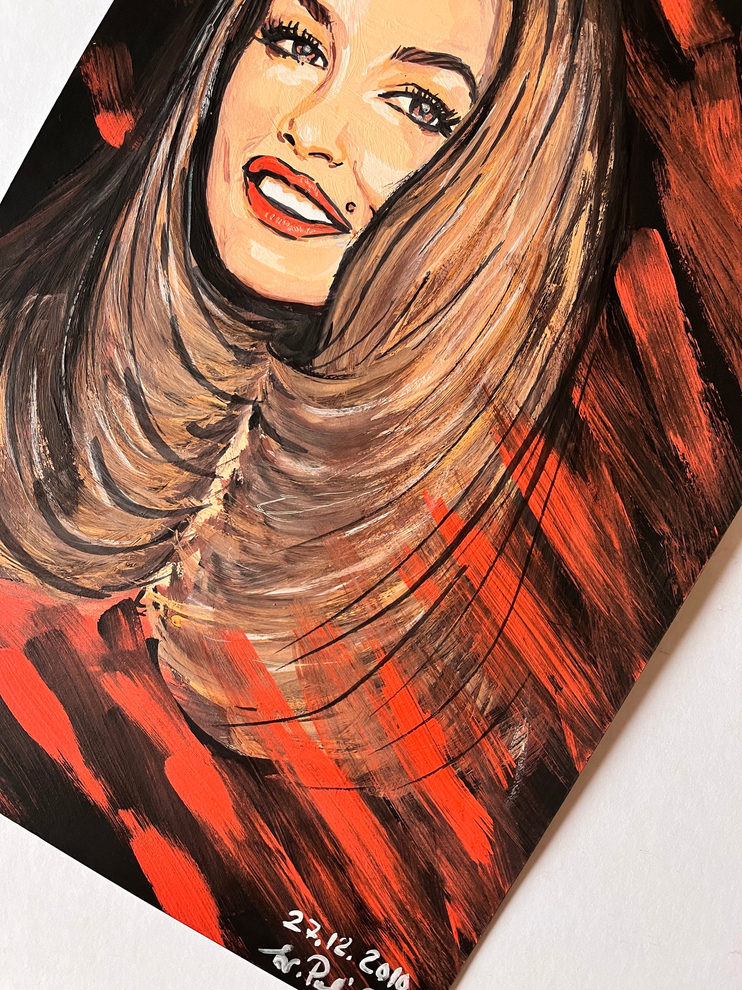 Cindy Crawford, ORIGINAL Gouache painting, Artwork by Svetlana Pelin