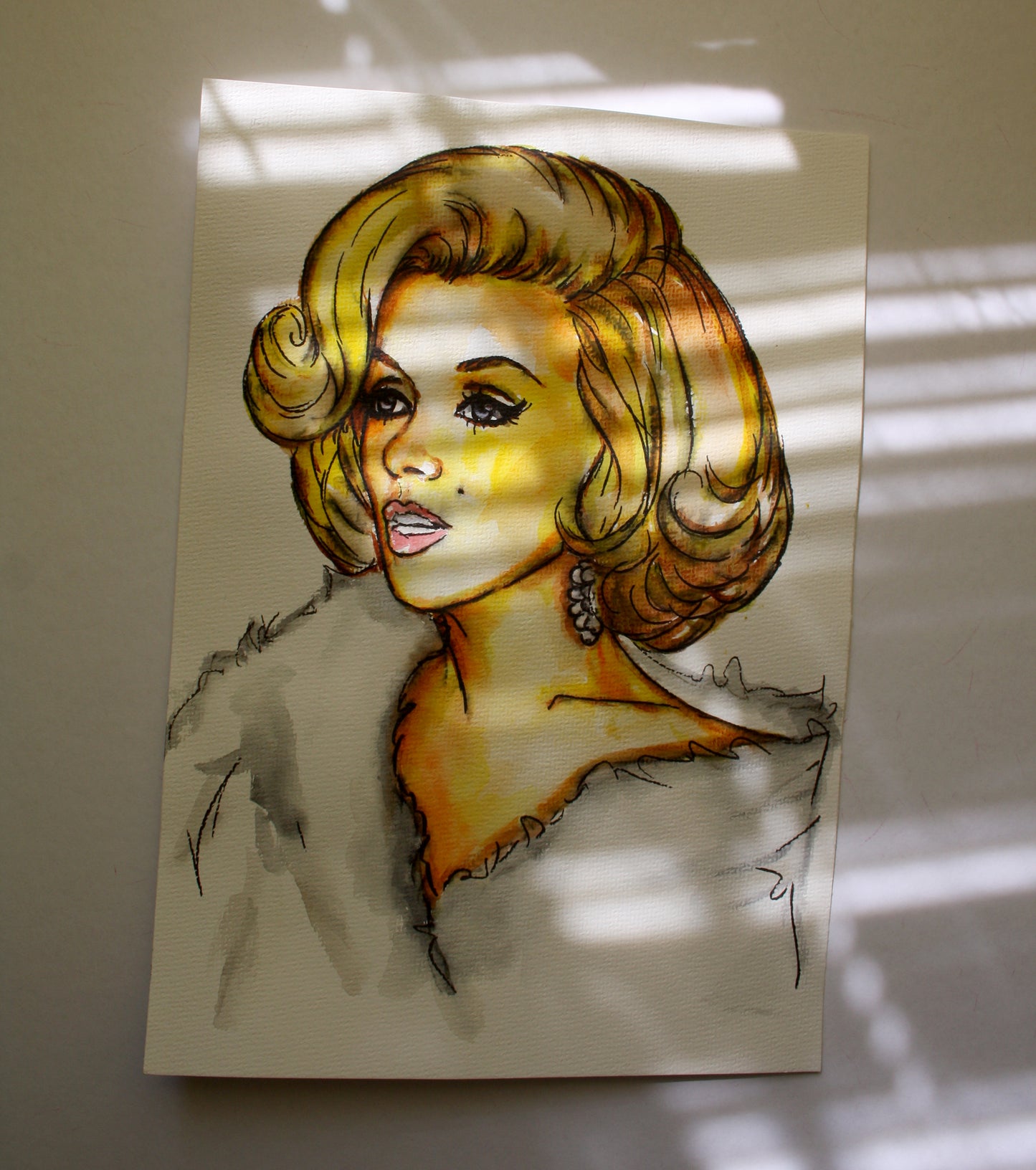Marilyn Monroe, Happy Birthday Mr.President, ORIGINAL Watercolor Painting, Artwork by Svetlana Pelin