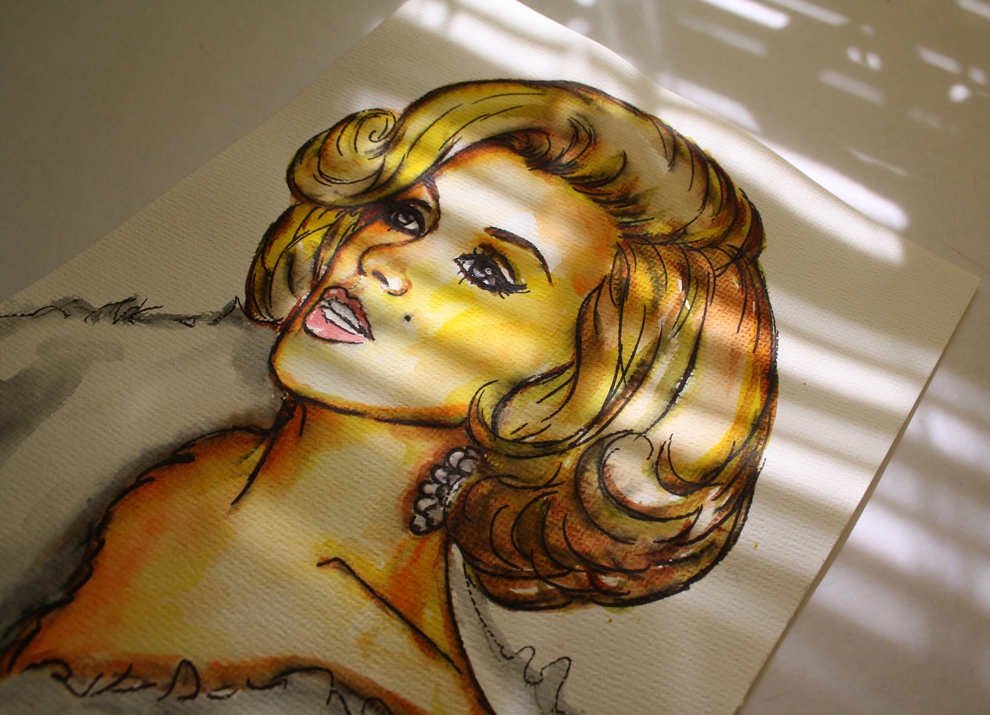 Marilyn Monroe, Happy Birthday Mr.President, ORIGINAL Watercolor Painting, Artwork by Svetlana Pelin