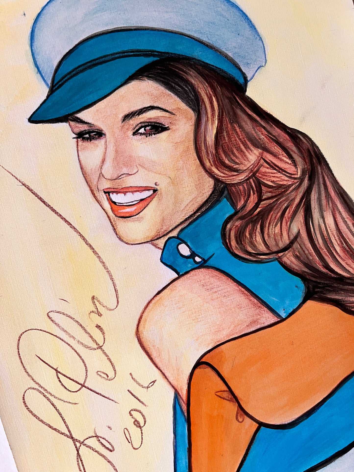Cindy Crawford, ORIGINAL Watercolor pencils drawing, Artwork by Svetlana Pelin