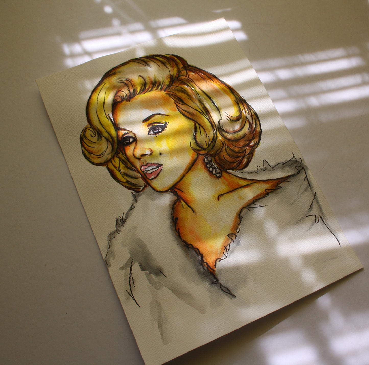 Marilyn Monroe, Happy Birthday Mr.President, ORIGINAL Watercolor Painting, Artwork by Svetlana Pelin