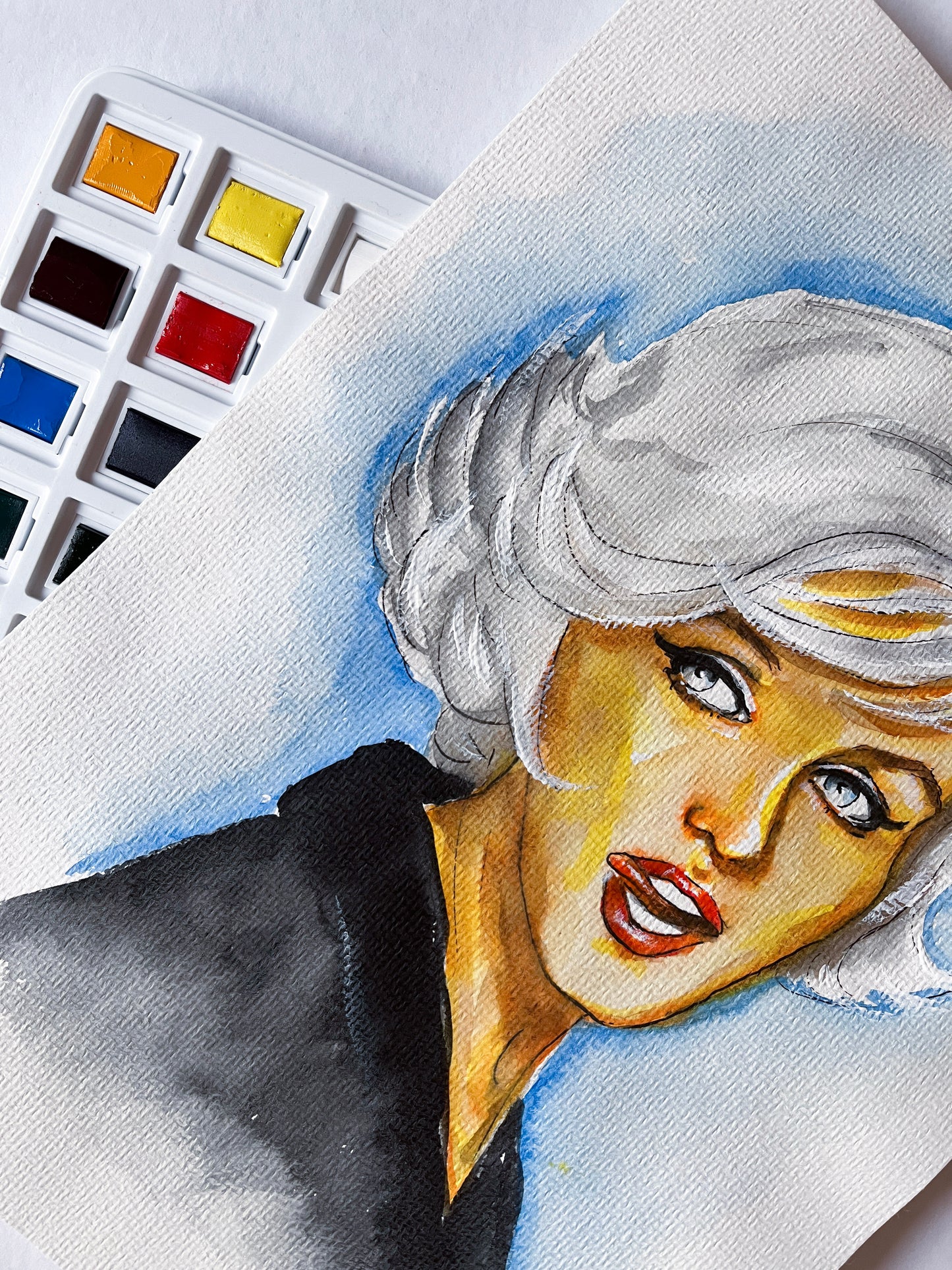 Marilyn Monroe, Something's Got to Give, ORIGINAL Watercolor Painting, Artwork by Svetlana Pelin