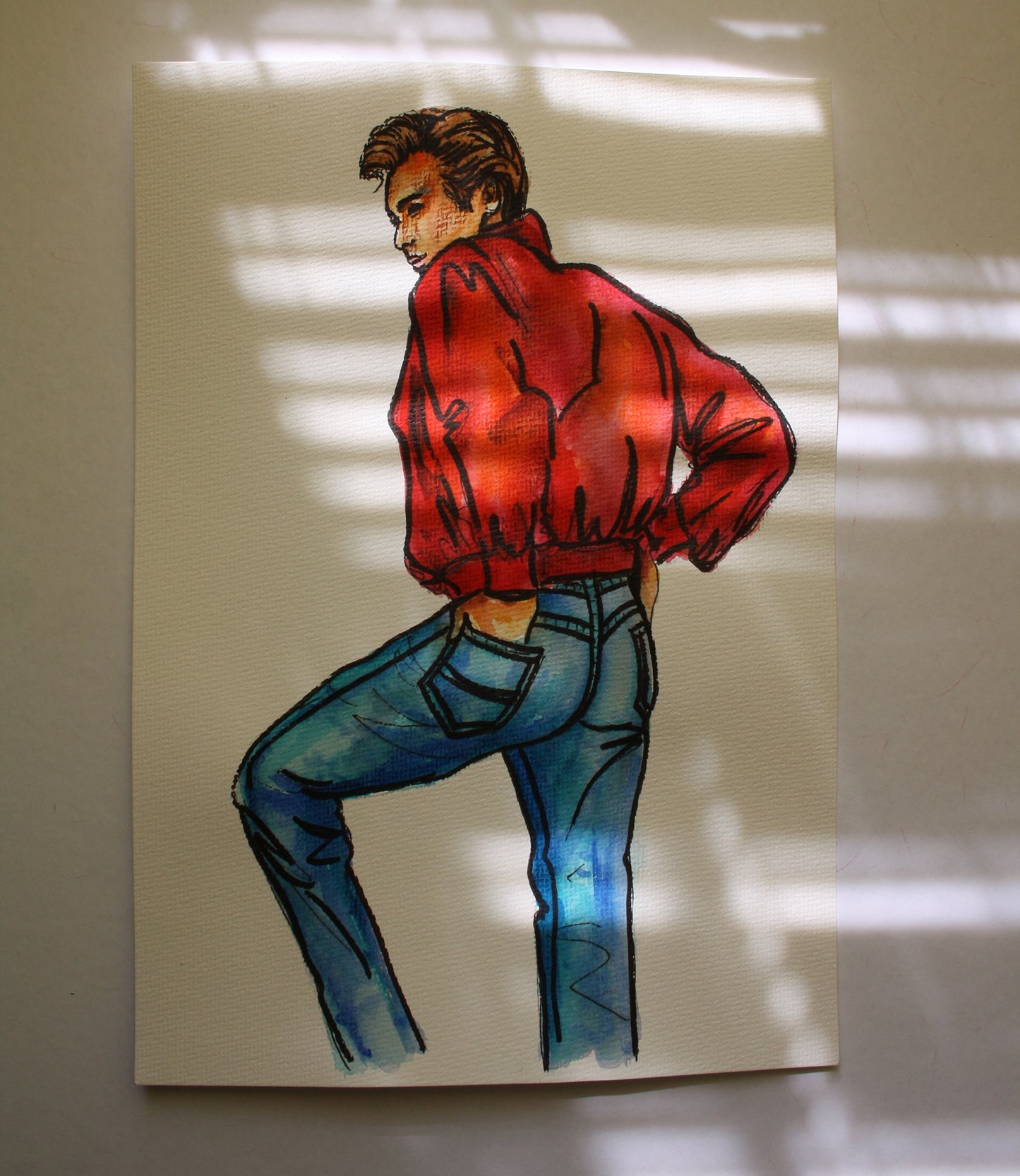 James Dean, Rebel Without a Cause, JD, ORIGINAL Watercolor Painting, Artwork by Svetlana Pelin