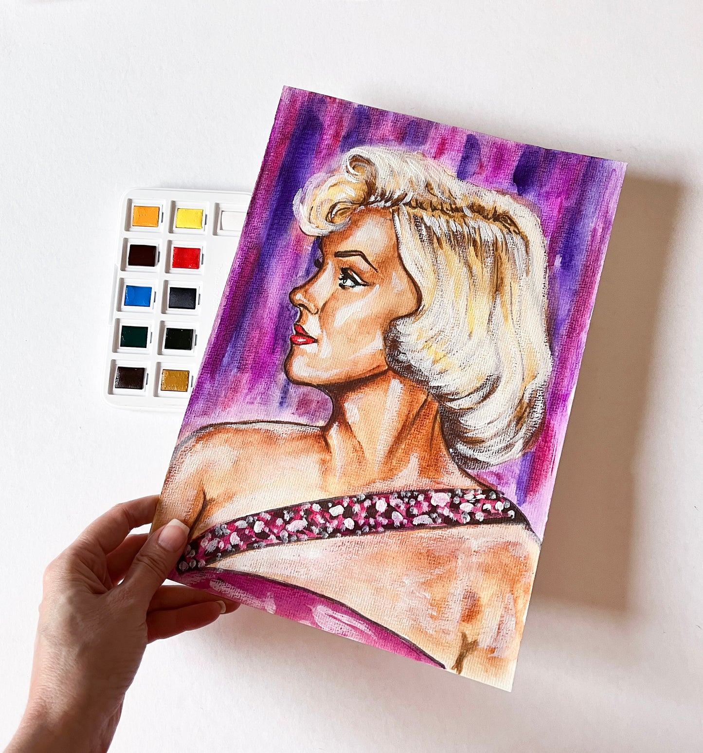 Marilyn Monroe, How to Marry a Millionaire, ORIGINAL Watercolor Painting, Artwork by Svetlana Pelin