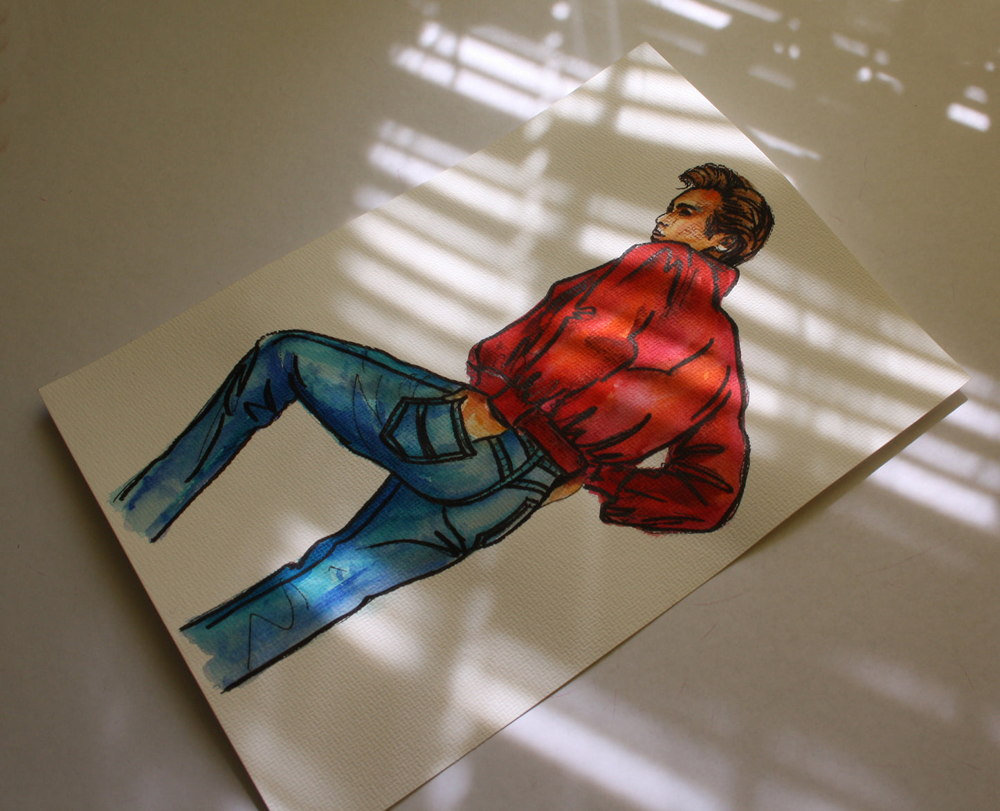 James Dean, Rebel Without a Cause, JD, ORIGINAL Watercolor Painting, Artwork by Svetlana Pelin