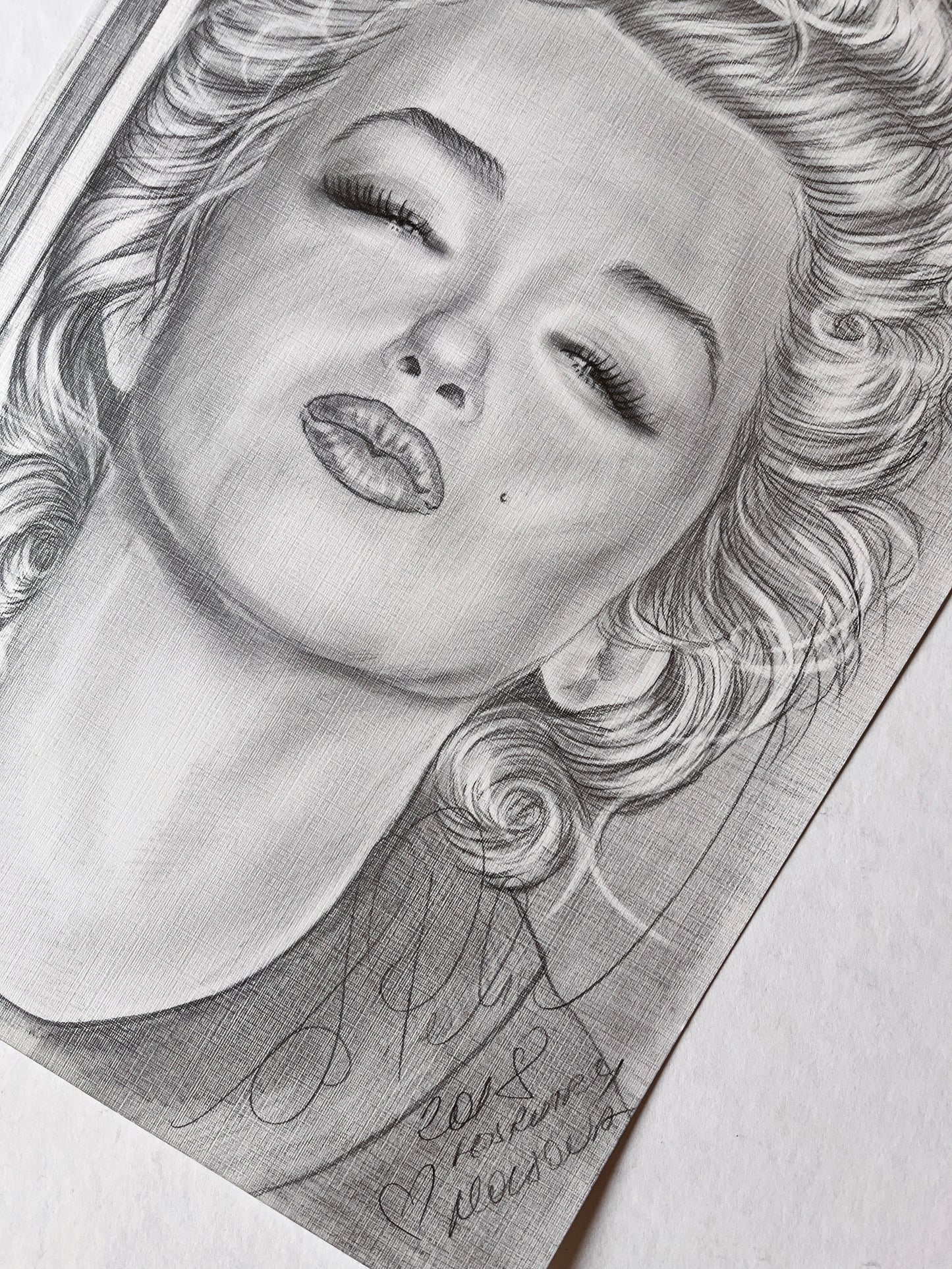 Marilyn Monroe, Kiss, ORIGINAL Pencil Drawing, Artwork by Svetlana Pelin