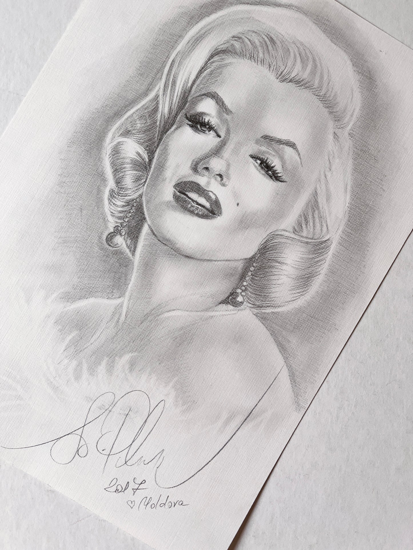Marilyn Monroe, Frank Powolny, White Fur, ORIGINAL Pencil Drawing, Artwork by Svetlana Pelin