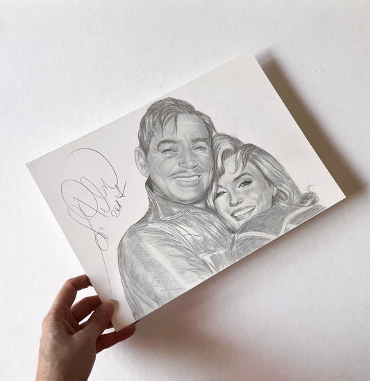 Marilyn Monroe, Clark Gable, The Misfits, ORIGINAL Pencil Drawing, Artwork by Svetlana Pelin