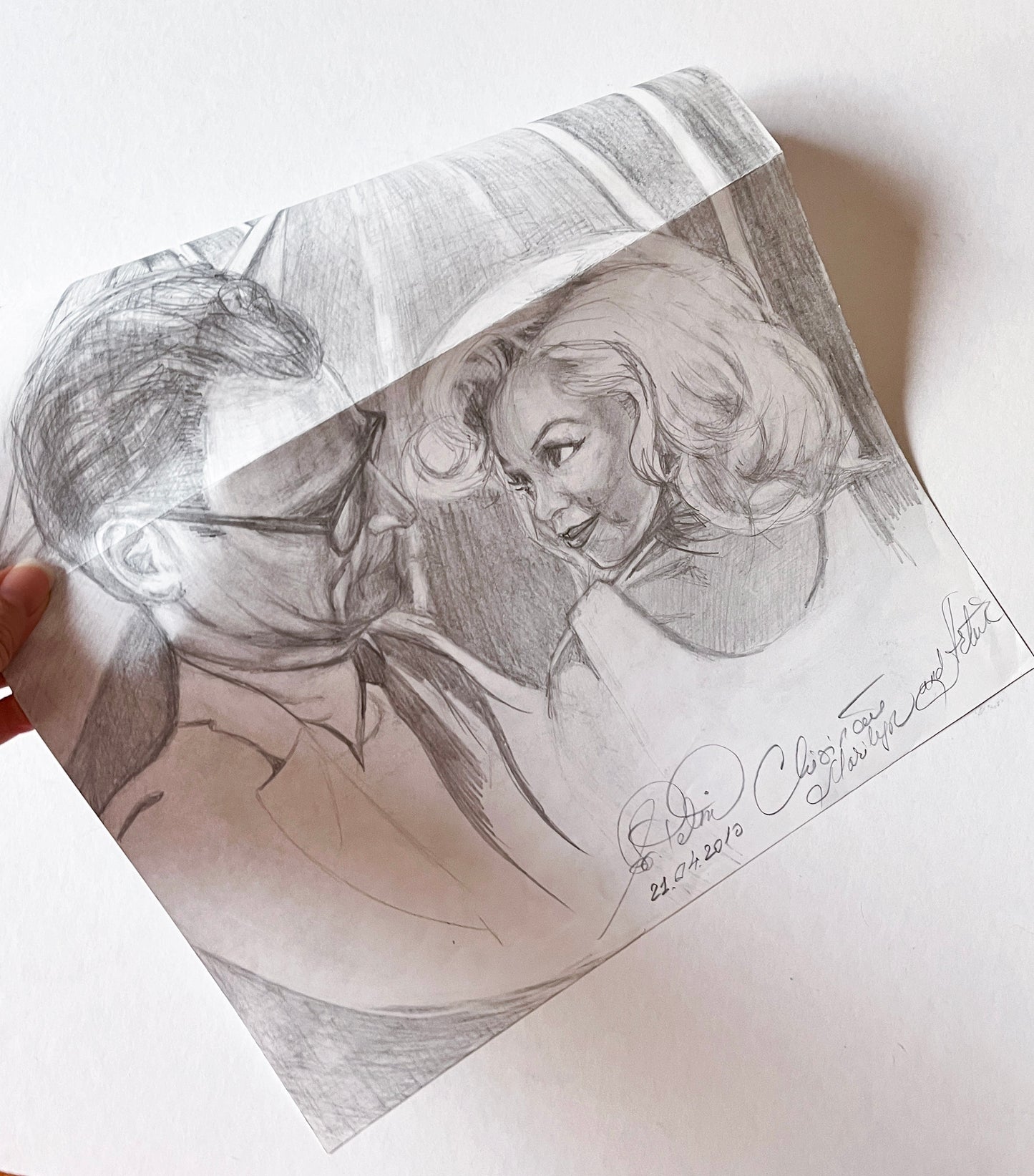 Marilyn Monroe, Arthur Miller, ORIGINAL Pencil Drawing, Artwork by Svetlana Pelin