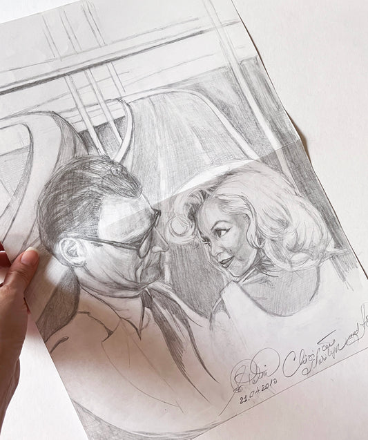 Marilyn Monroe, Arthur Miller, ORIGINAL Pencil Drawing, Artwork by Svetlana Pelin