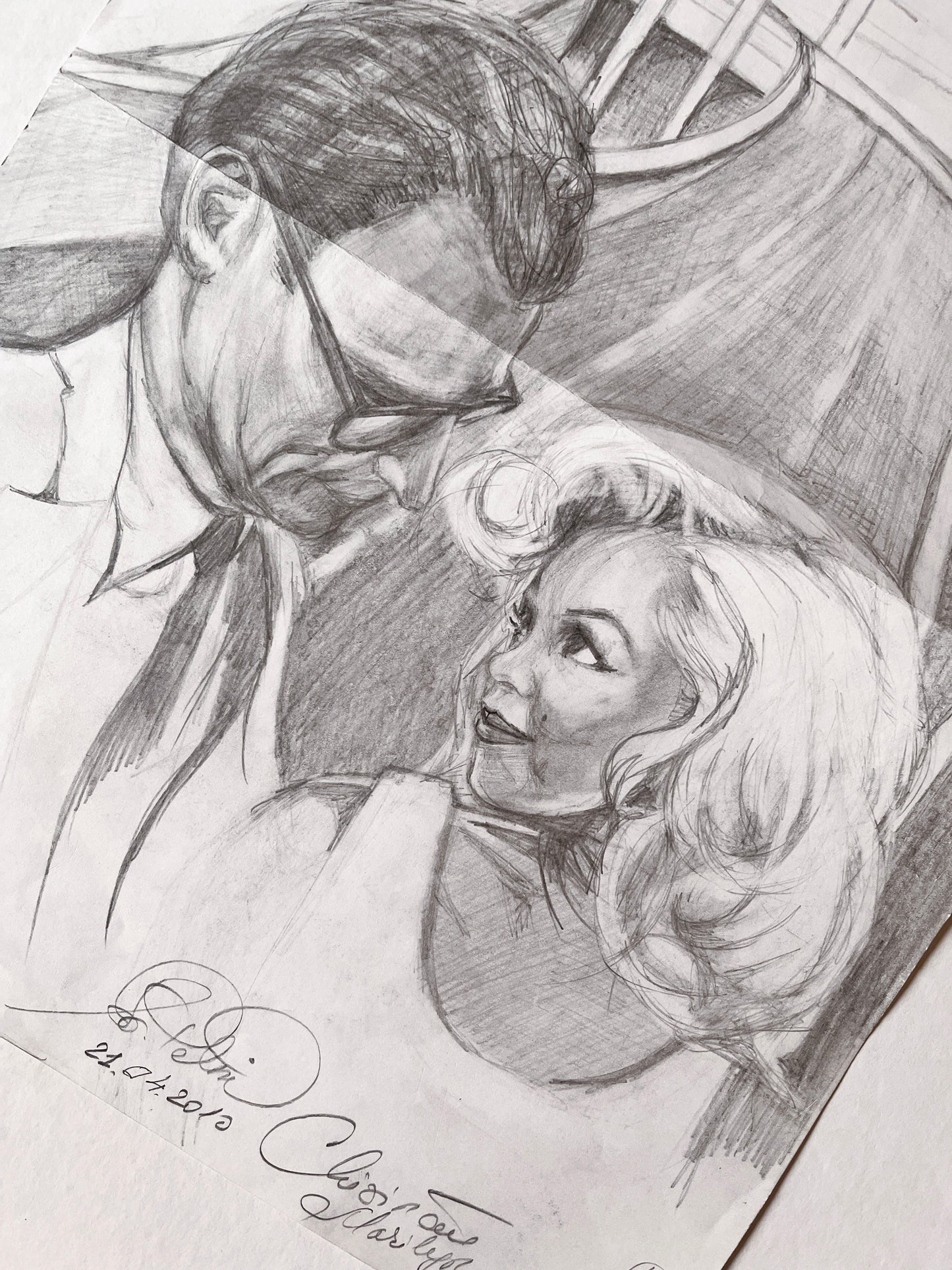 Marilyn Monroe, Arthur Miller, ORIGINAL Pencil Drawing, Artwork by Svetlana Pelin