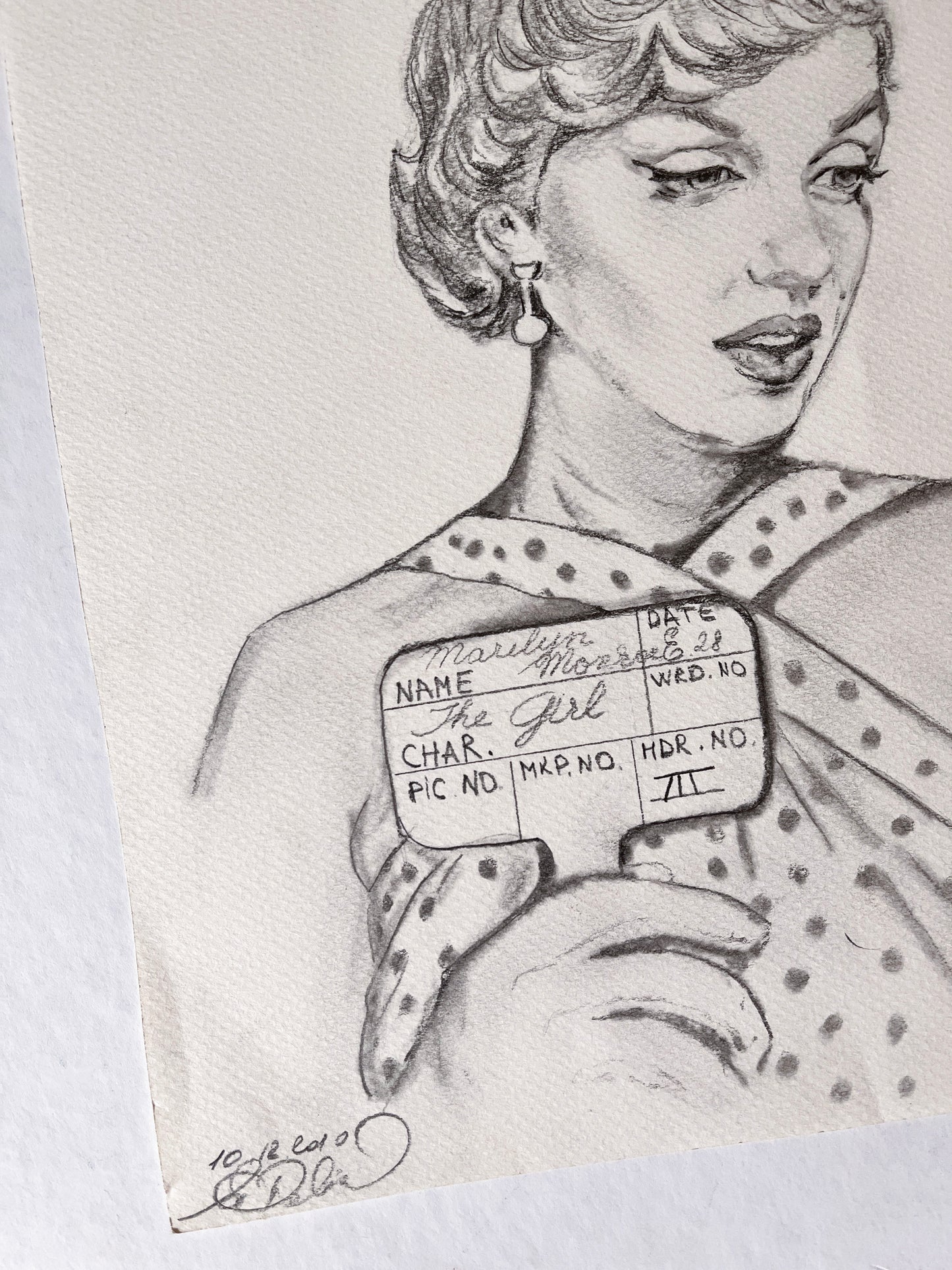 Marilyn Monroe, Costume test, The Seven Year Itch, SYI, ORIGINAL Pencil Drawing, Artwork by Svetlana Pelin
