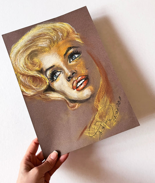 Marilyn Monroe, Frank Powolny, ORIGINAL Pastel Drawing, Artwork by Svetlana Pelin