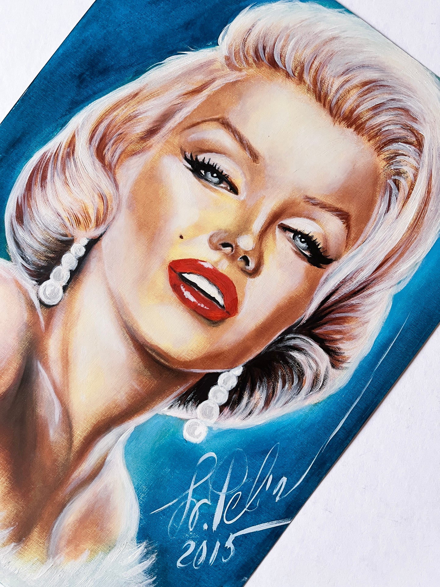 Marilyn Monroe, Gene Trindl, White fur, ORIGINAL Oil painting, Artwork by Svetlana Pelin