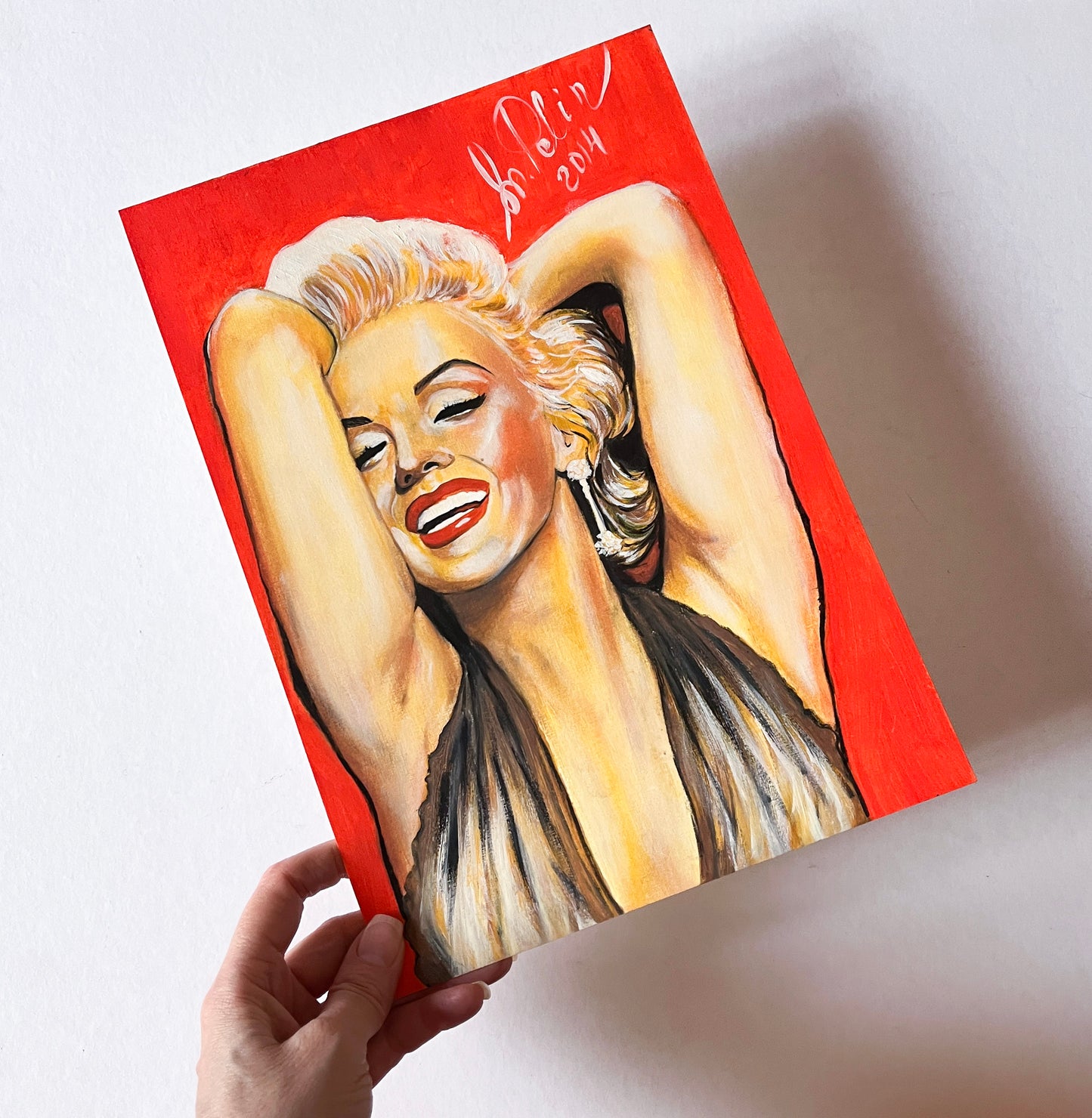Marilyn Monroe, Gene Korman, Smile, Gold Gown, GPB, ORIGINAL Oil painting, Artwork by Svetlana Pelin