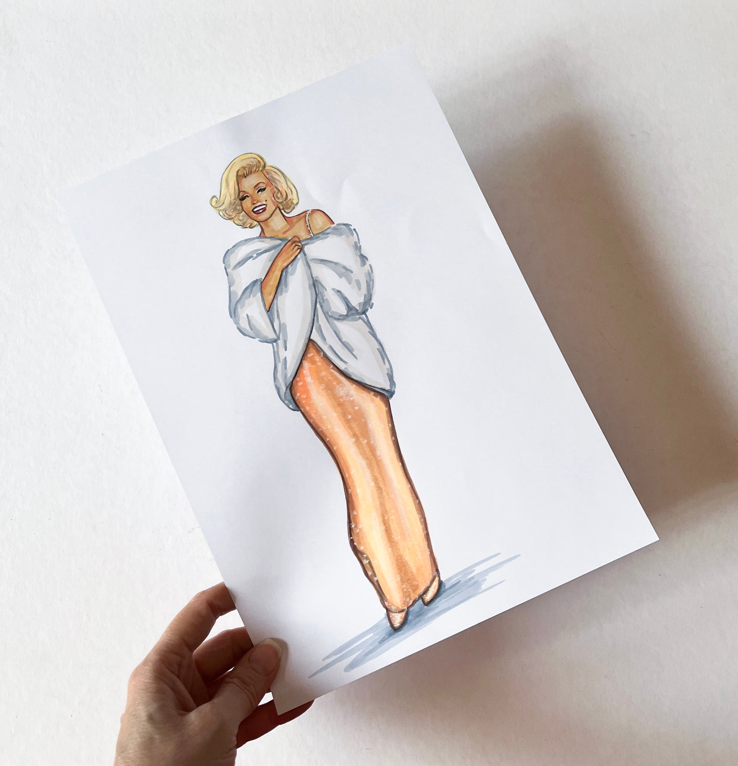 Marilyn Monroe, Happy Birthday Mr President, ORIGINAL Marker drawing, Artwork by Svetlana Pelin