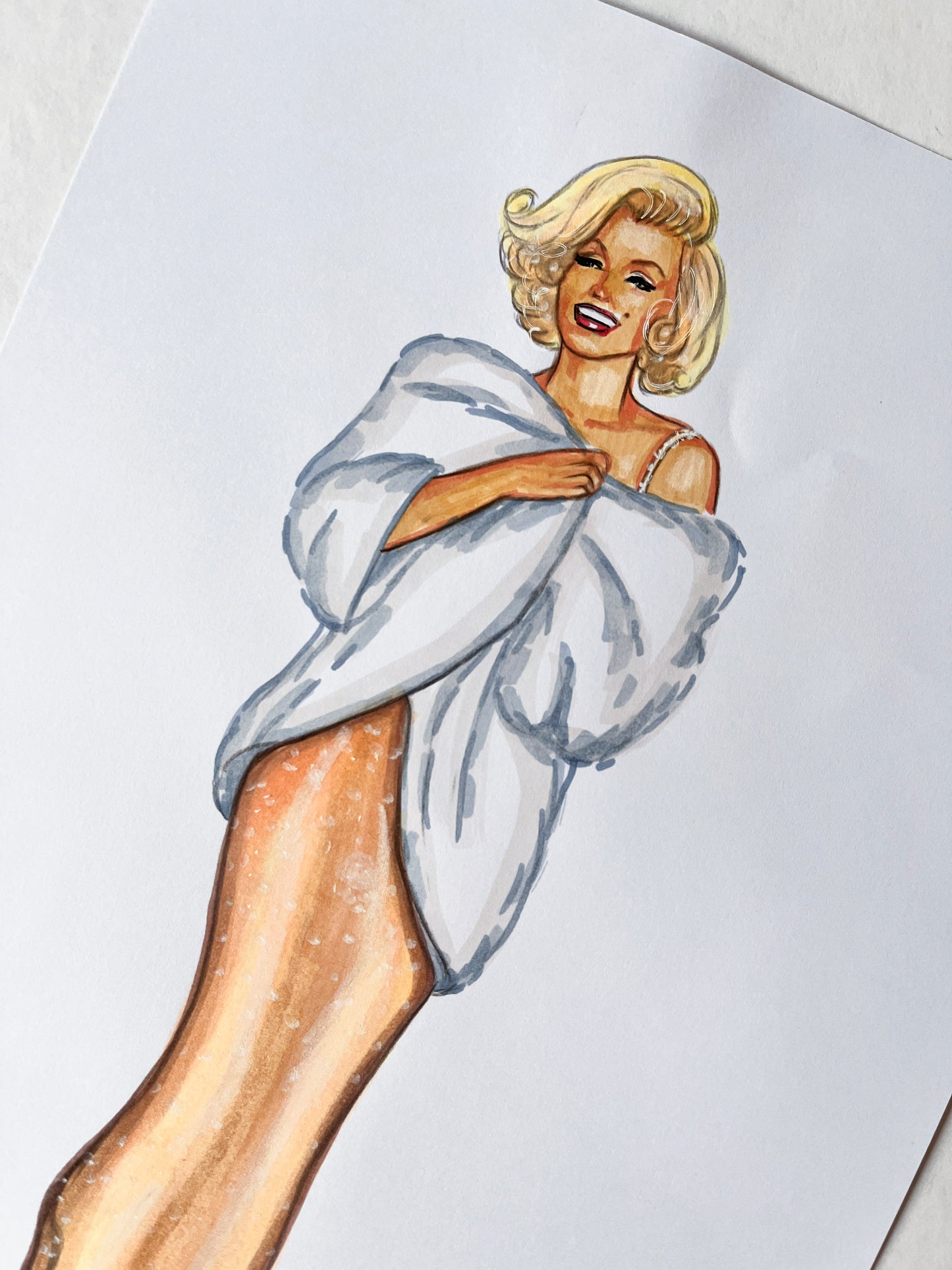 Marilyn Monroe, Happy Birthday Mr President, ORIGINAL Marker drawing, Artwork by Svetlana Pelin