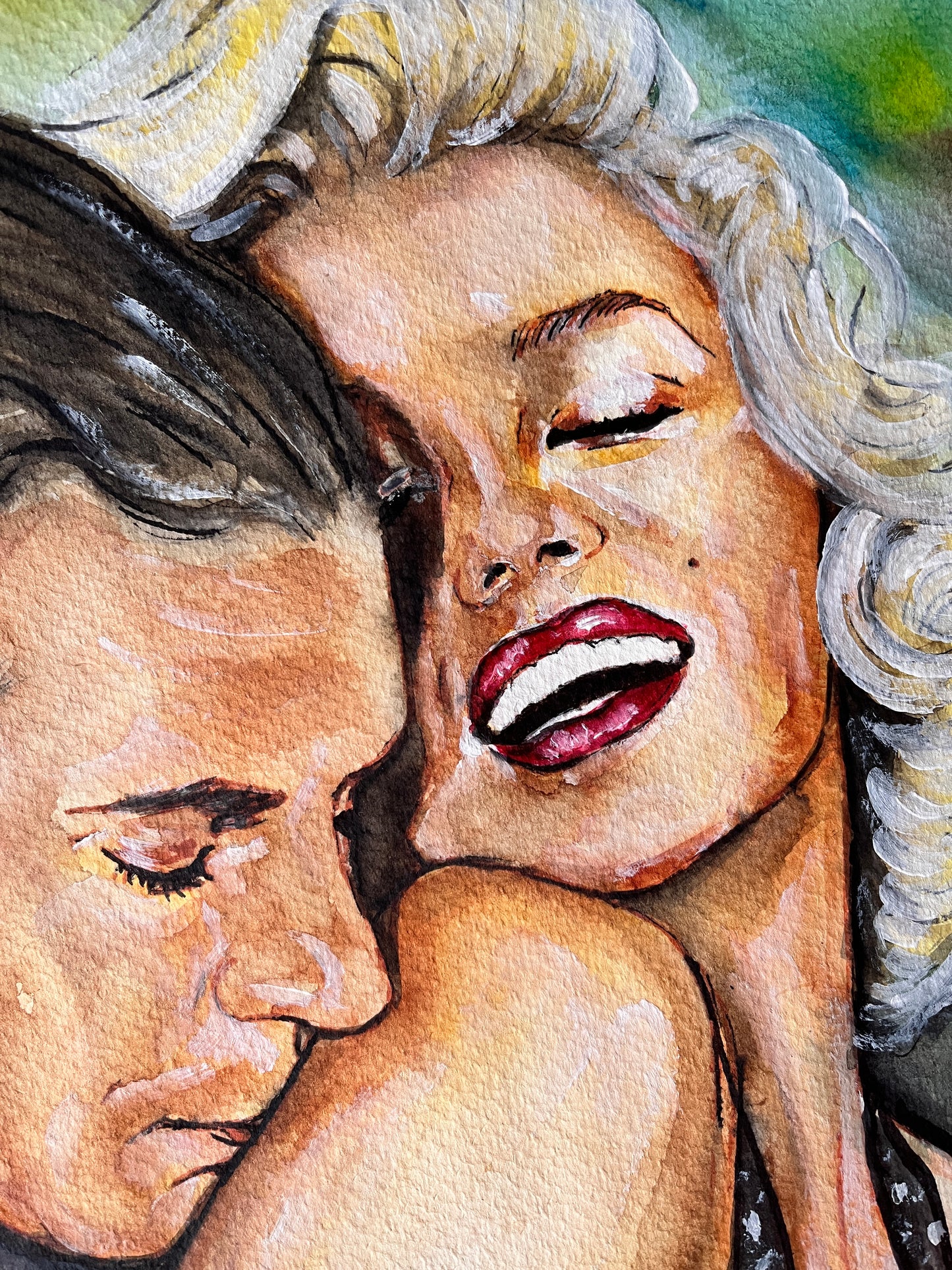 Marilyn Monroe, Laurence Olivier, The Prince and the Showgirl, TPS, ORIGINAL Watercolor Painting, Artwork by Svetlana Pelin