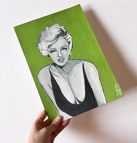 Marilyn Monroe,  Philippe Halsman, ORIGINAL Gouache painting, Artwork by Svetlana Pelin