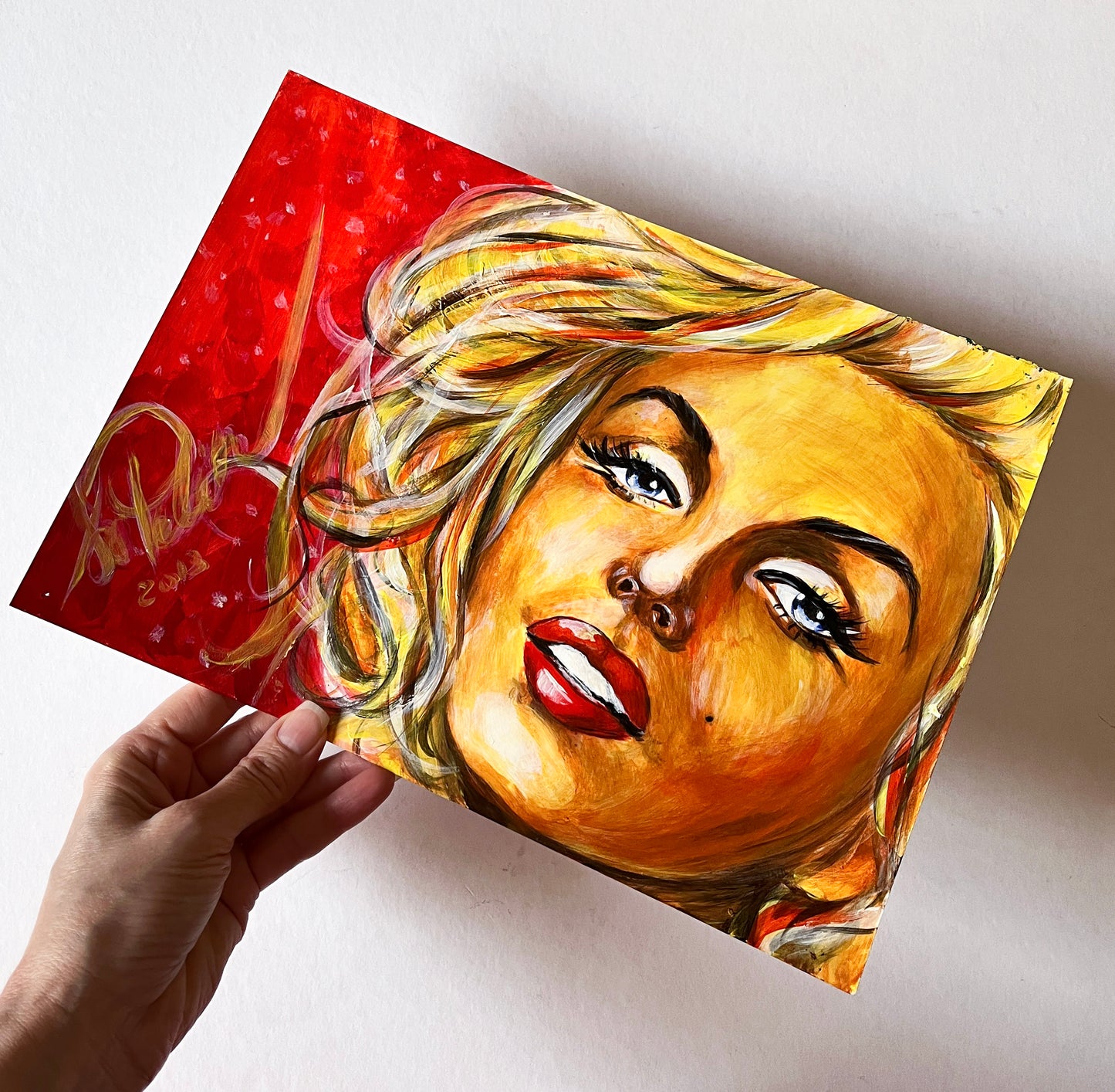 Marilyn Monroe, Milton Greene, Black coat, ORIGINAL Acrylic painting, Artwork by Svetlana Pelin