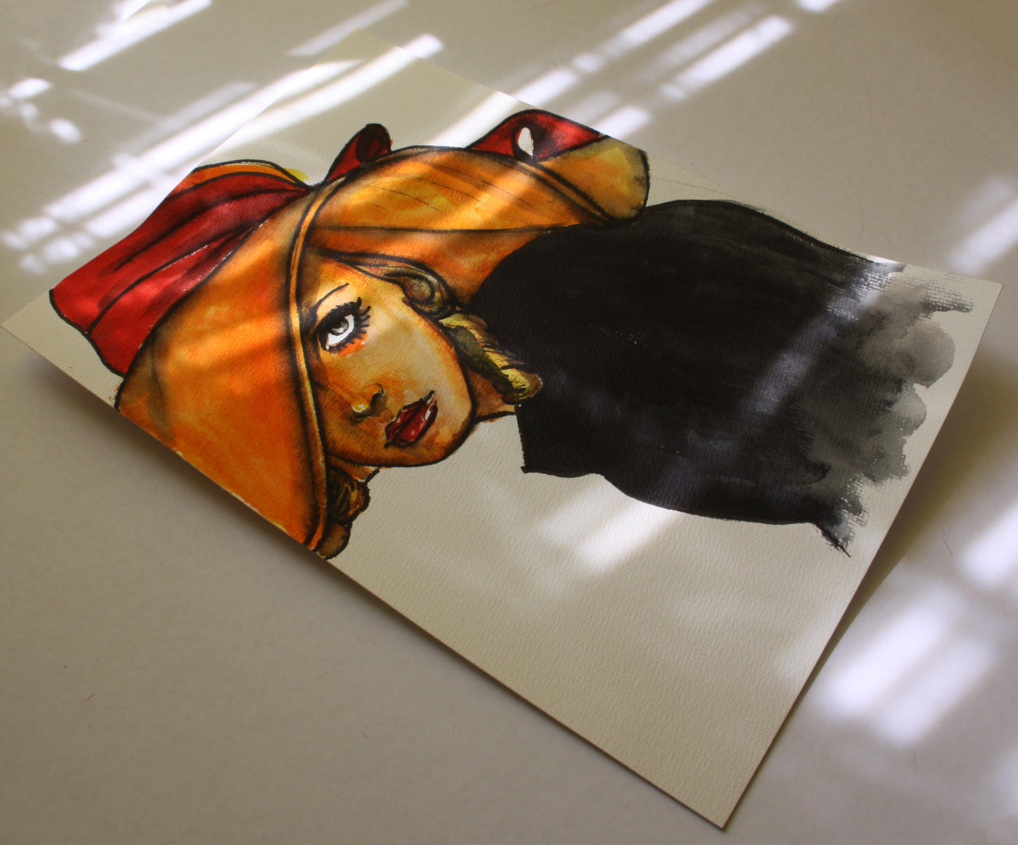 Twiggy, ORIGINAL Watercolor Painting, Artwork by Svetlana Pelin