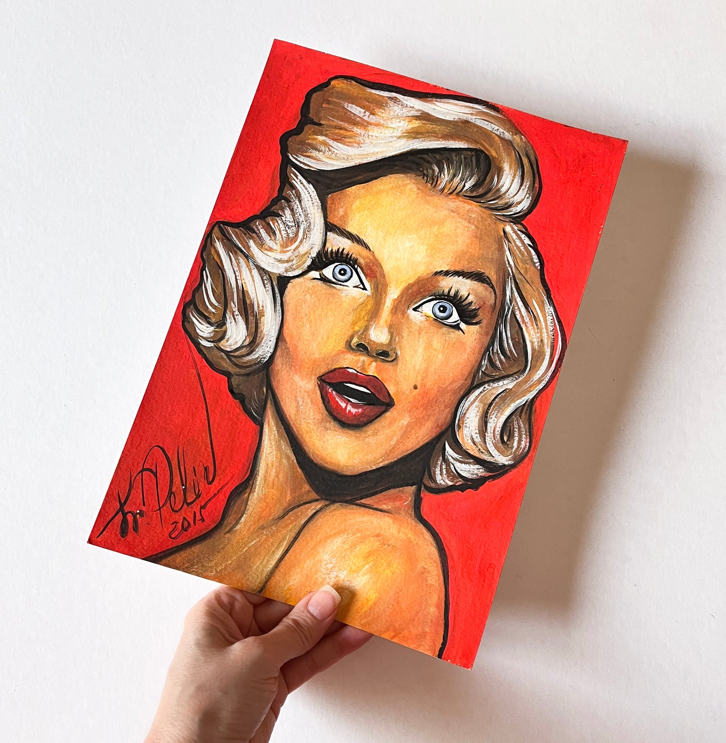 Marilyn Monroe, How to Marry a Millionaire, HTMM, ORIGINAL Gouache painting, Artwork by Svetlana Pelin