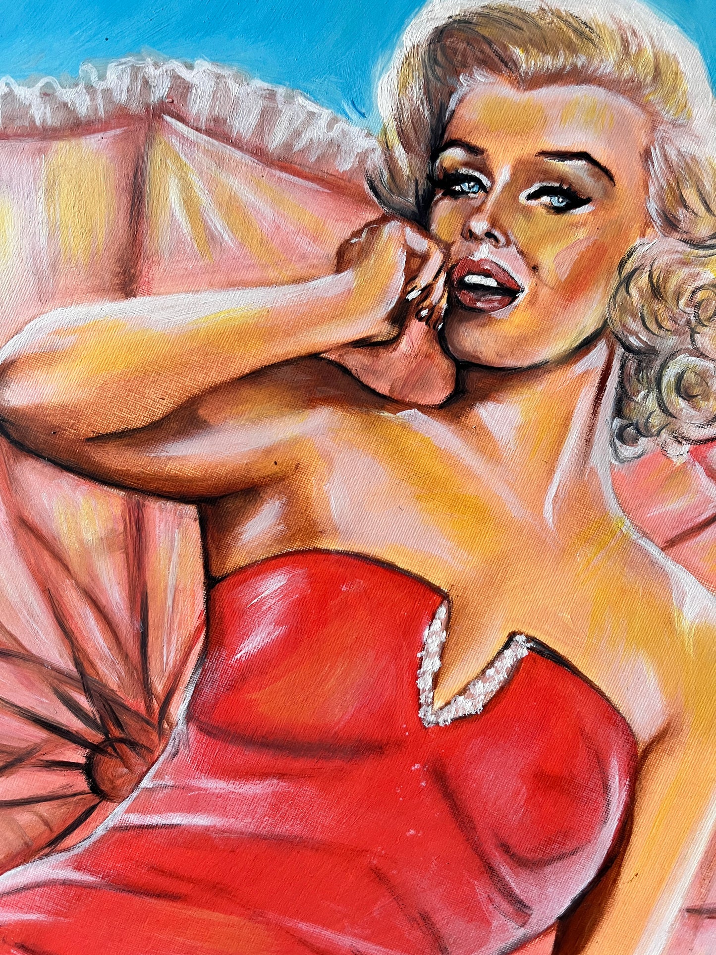 Marilyn Monroe, Umbrella, Bert Reisfeld, HTMM, ORIGINAL Oil painting, Artwork by Svetlana Pelin
