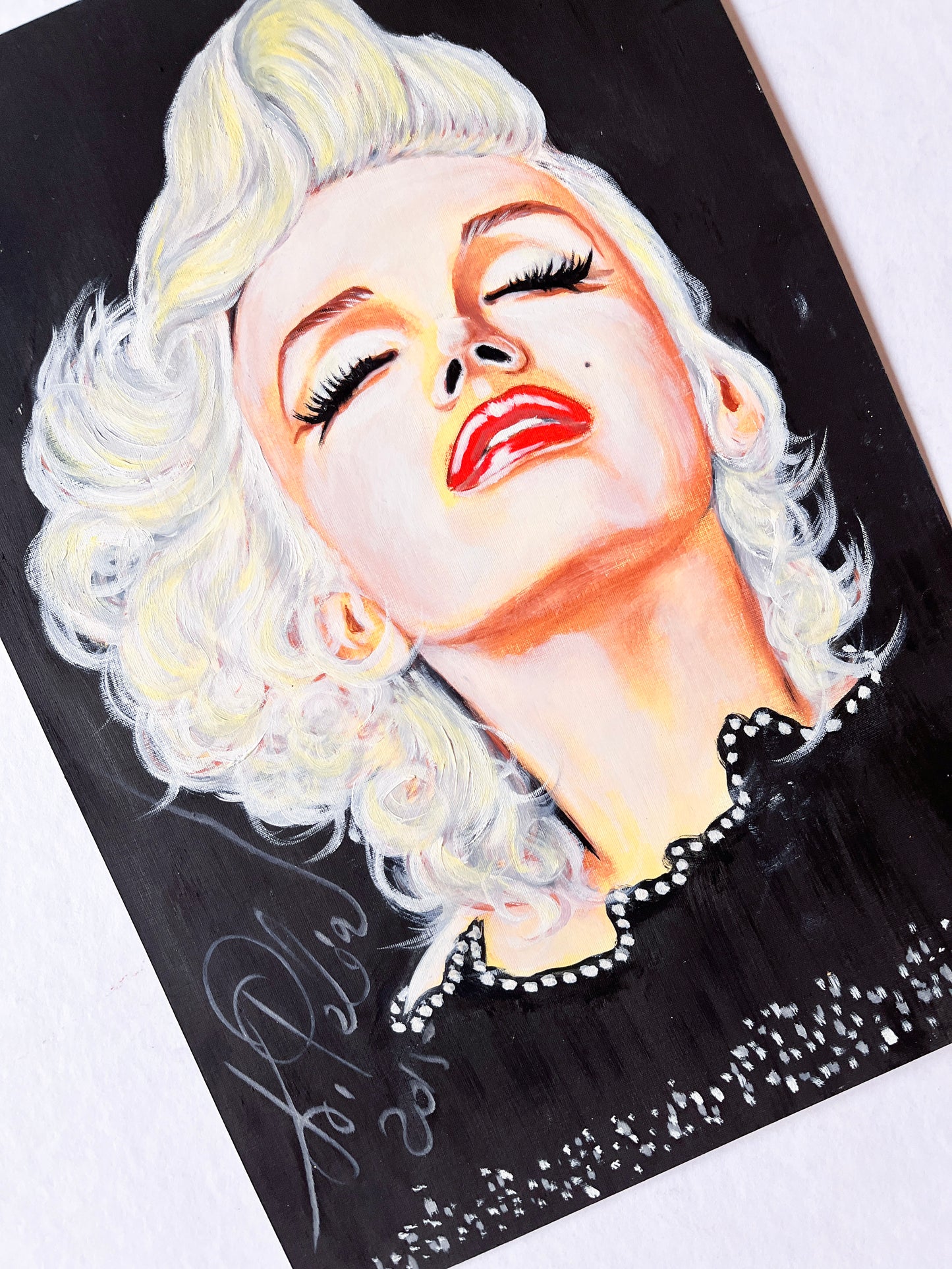 Marilyn Monroe, Milton Greene, Black coat, ORIGINAL Oil painting, Artwork by Svetlana Pelin