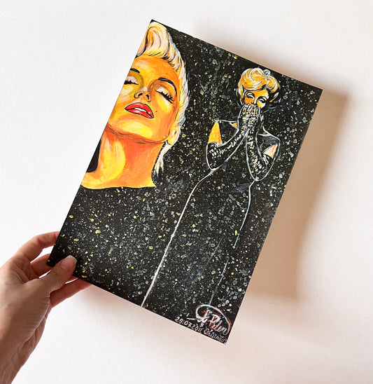 Marilyn Monroe, Black Dress, Bert Stern, Milton Greene, ORIGINAL Acrylic painting, Artwork by Svetlana Pelin