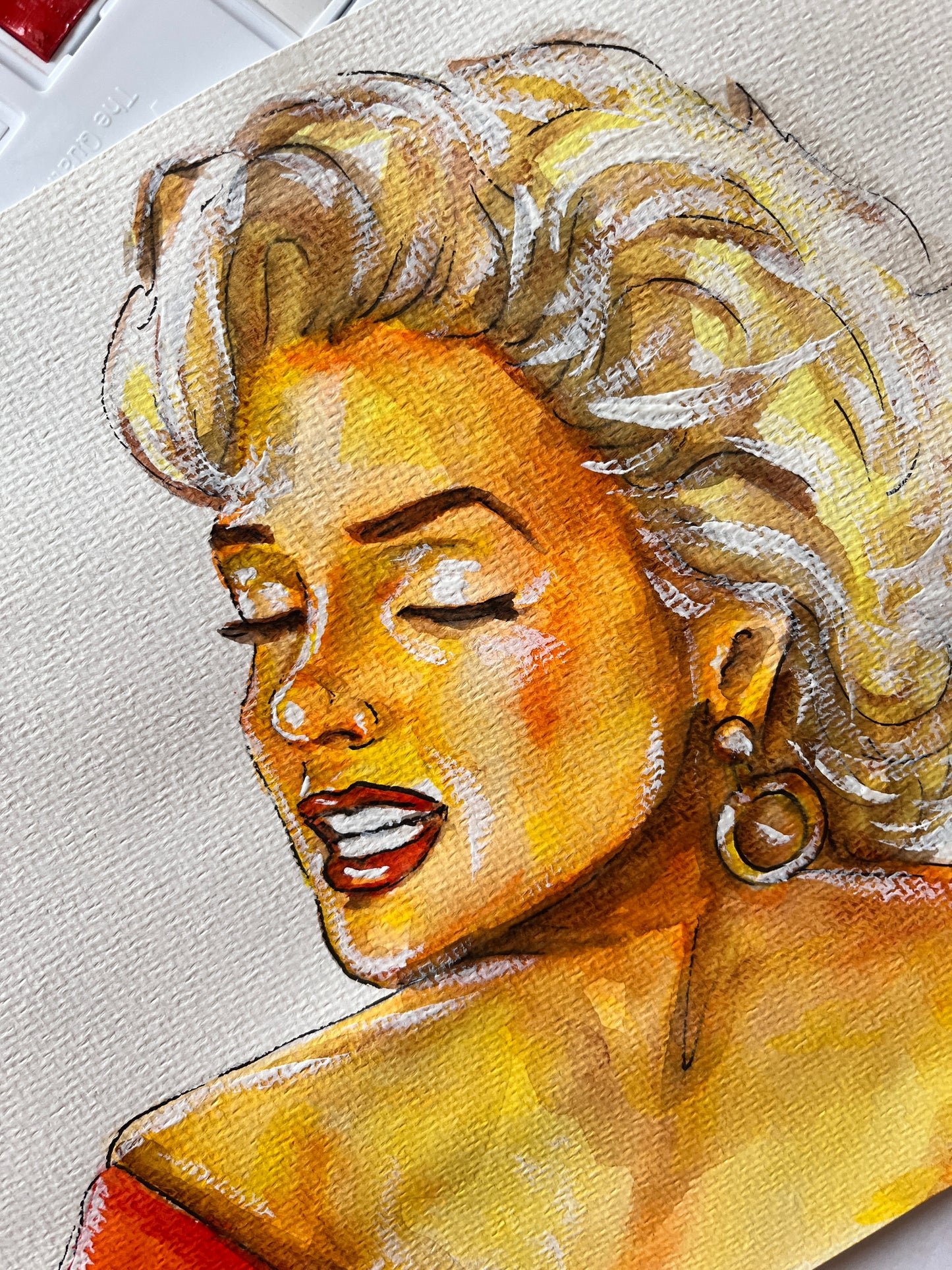 Marilyn Monroe, Niagara, Red Dress, ORIGINAL Watercolor Painting, Artwork by Svetlana Pelin