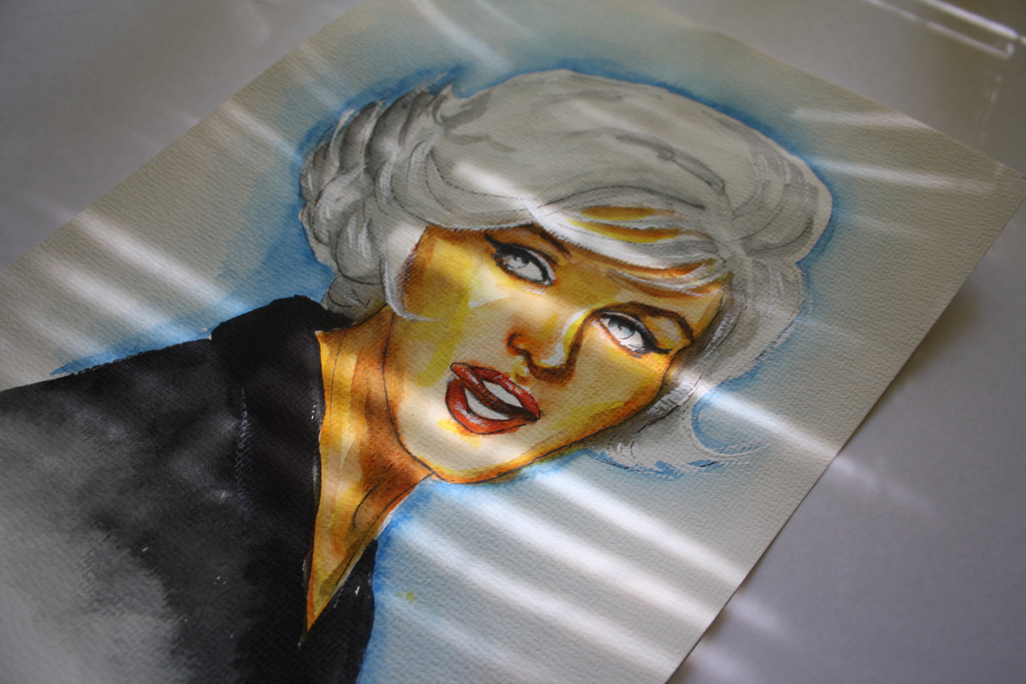 Marilyn Monroe, Something's Got to Give, ORIGINAL Watercolor Painting, Artwork by Svetlana Pelin