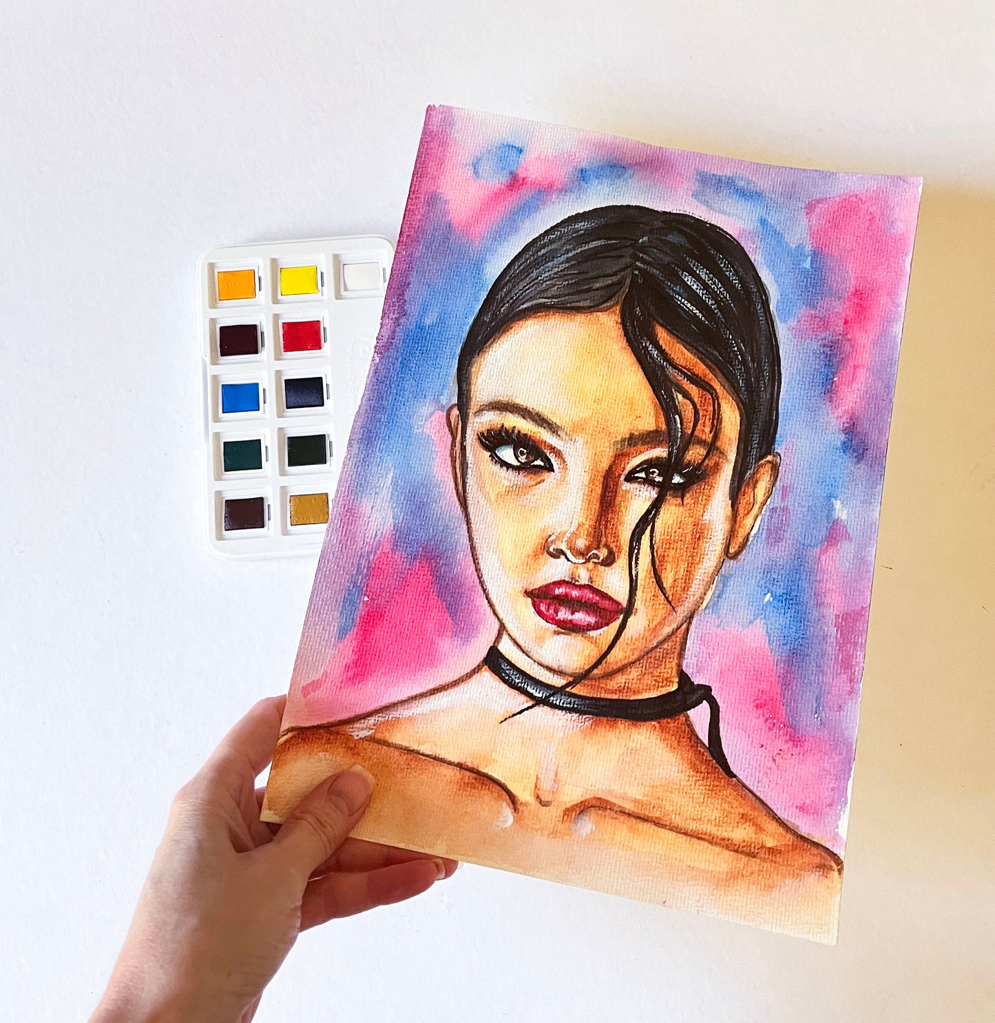 Deva Cassel, ORIGINAL Watercolour Painting, Artwork by Svetlana Pelin