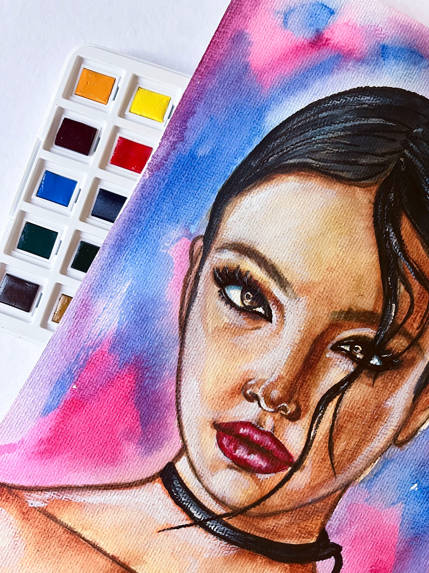 Deva Cassel, ORIGINAL Watercolour Painting, Artwork by Svetlana Pelin