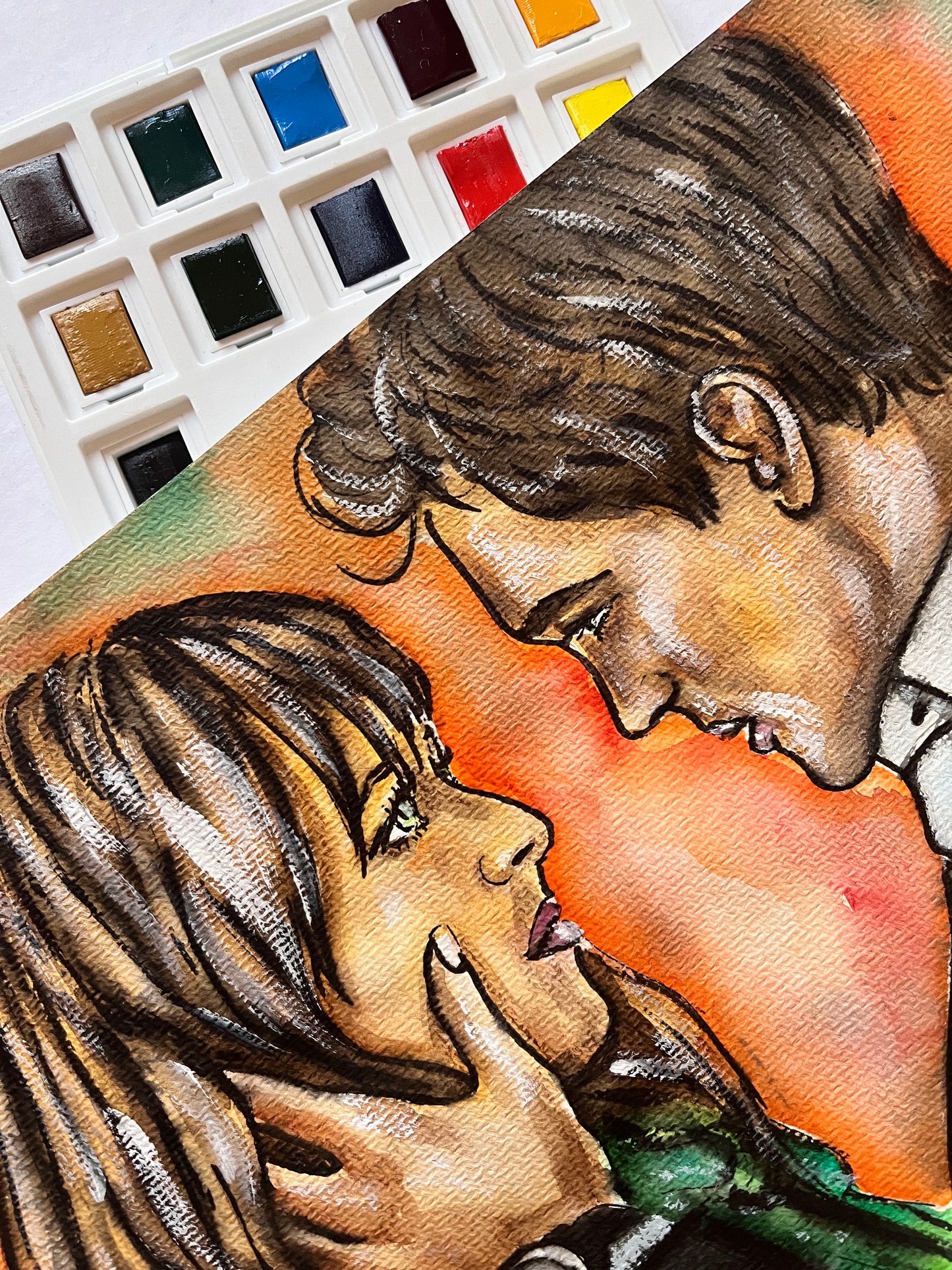 Dakota Johnson, Jamie Dornan, ORIGINAL Watercolour Painting, Artwork by Svetlana Pelin