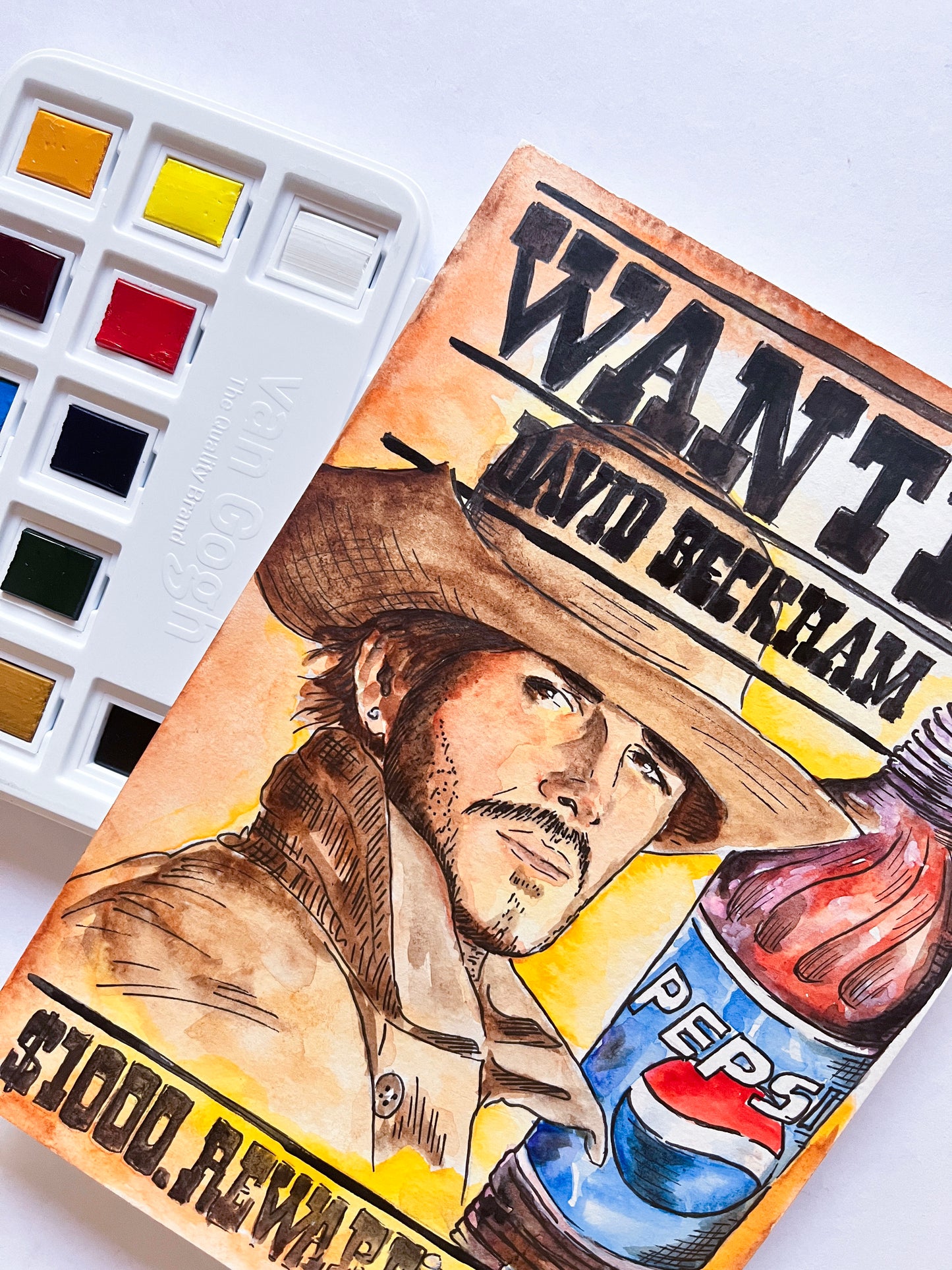 David Beckham, ORIGINAL watercolor painting, Artwork by Svetlana Pelin