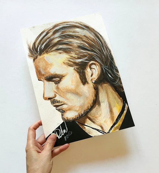 David Beckham, ORIGINAL Gouache Painting, Artwork by Svetlana Pelin