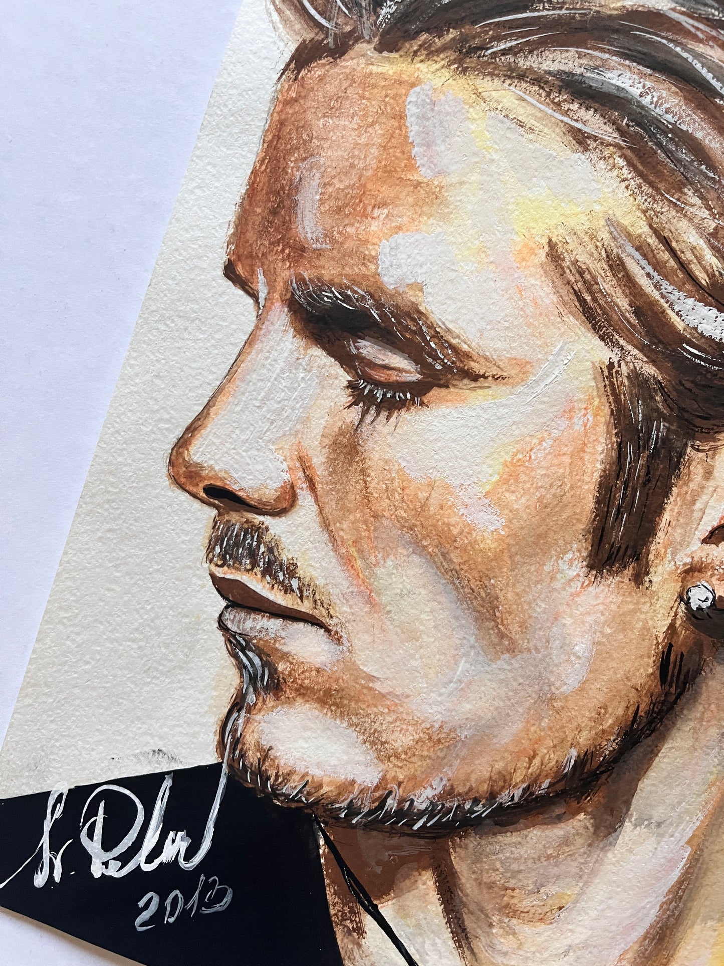 David Beckham, ORIGINAL Gouache Painting, Artwork by Svetlana Pelin