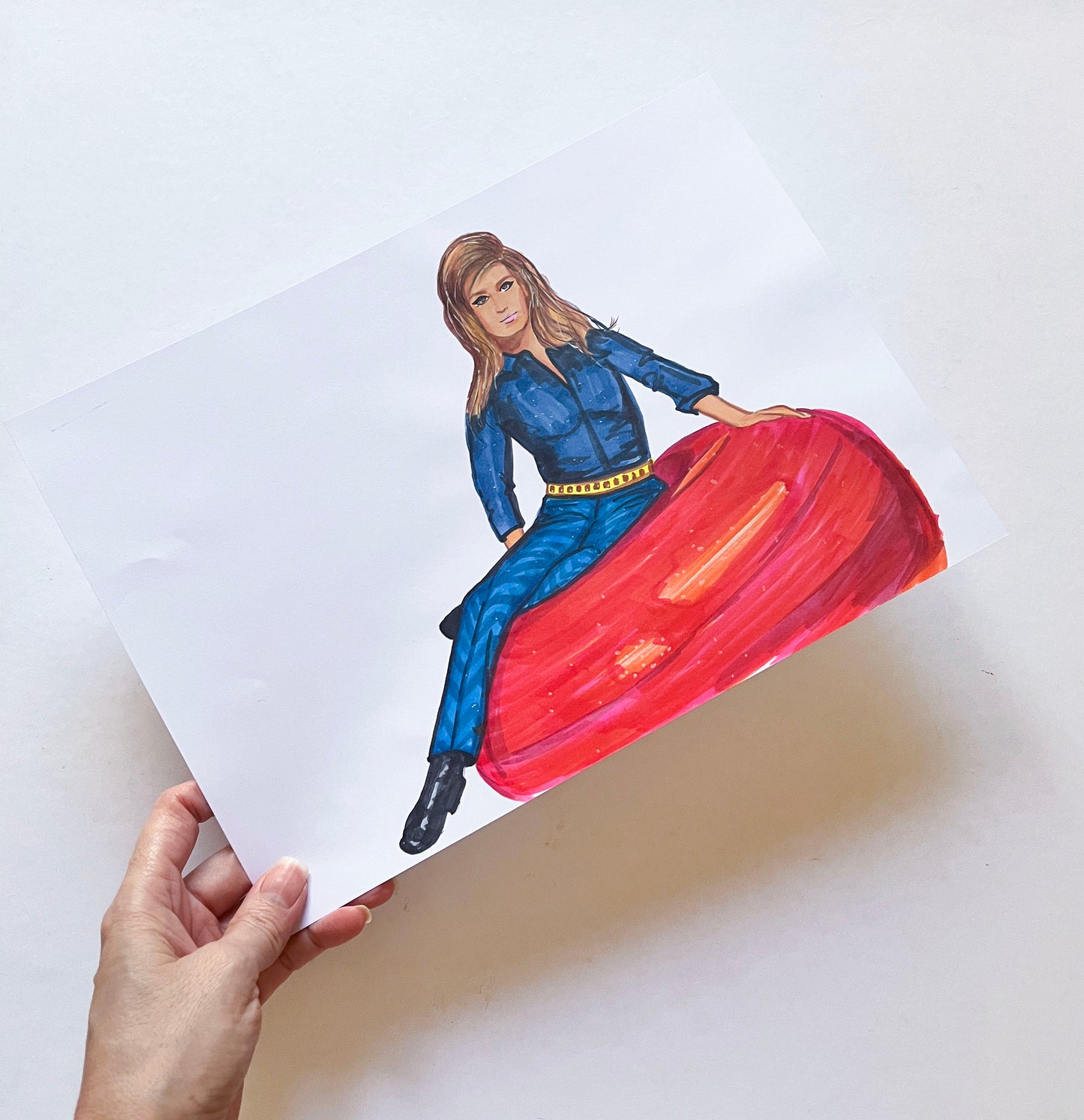 Dalida, ORIGINAL Marker drawing, Artwork by Svetlana Pelin