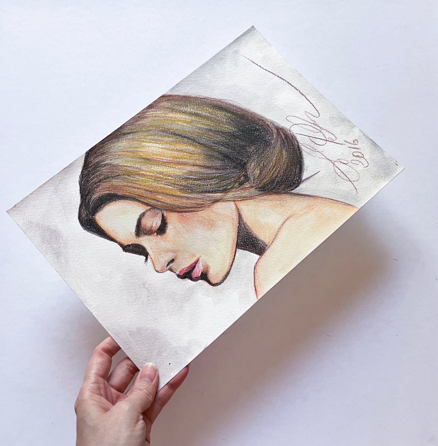 Doutzen Kroes, ORIGINAL Watercolor pencils drawing , Artwork by Svetlana Pelin
