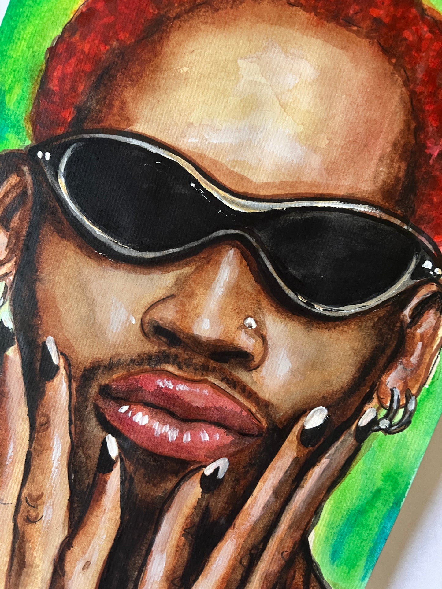 Dennis Rodman, ORIGINAL Watercolor Painting, Artwork by Svetlana Pelin