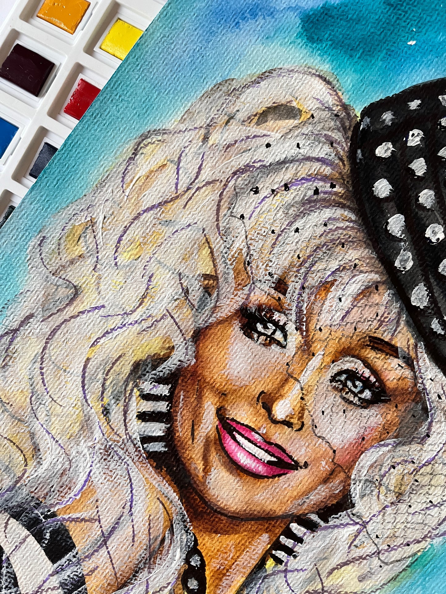 Dolly Parton, ORIGINAL Watercolor Painting, Artwork by Svetlana Pelin