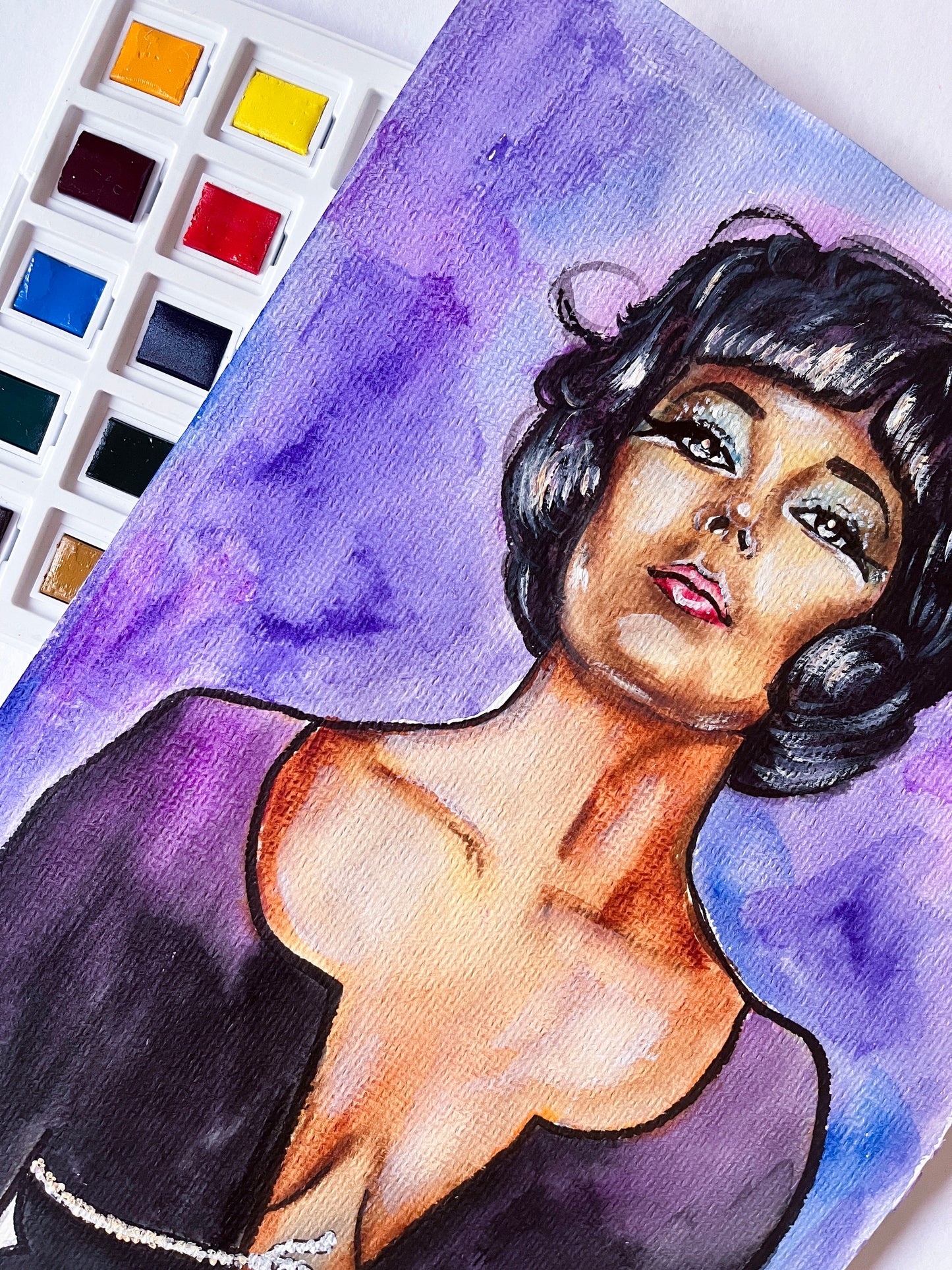 Elizabeth Taylor, Cleopatra, ORIGINAL Watercolor Painting, Artwork by Svetlana Pelin