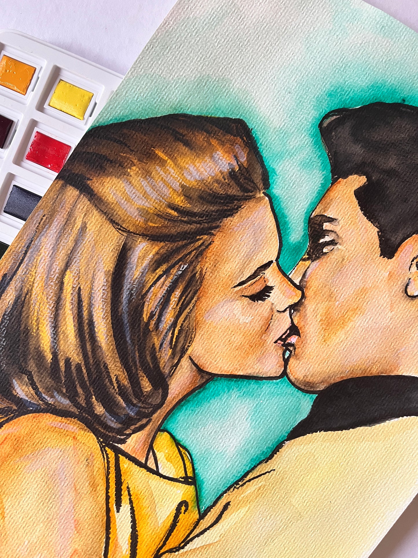Elvis Presley, Ann-Margret, Viva las Vegas, ORIGINAL Watercolor Painting, Artwork by Svetlana Pelin