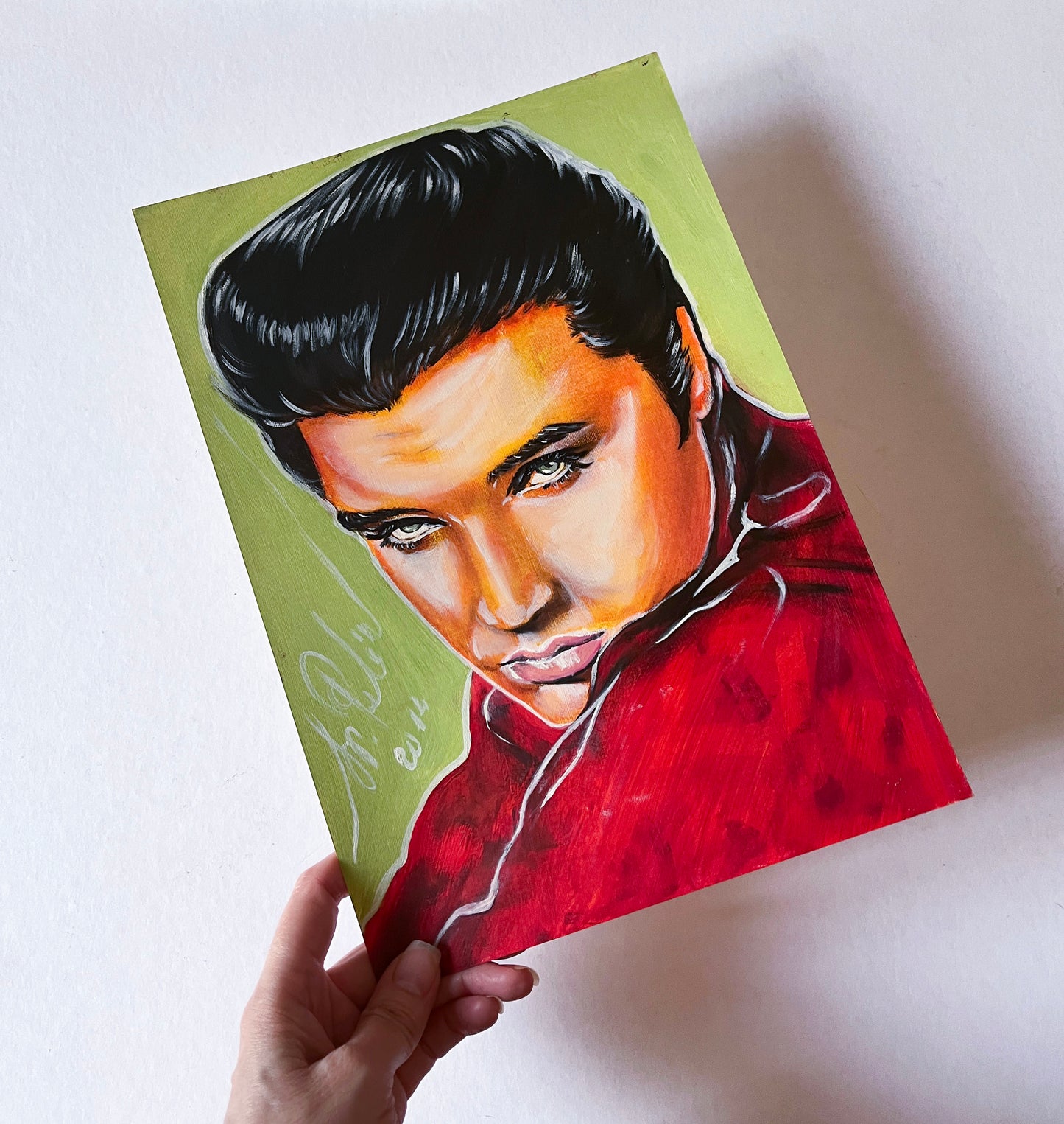 Elvis Presley, Red Shirt, ORIGINAL Oil painting, Artwork by Svetlana Pelin