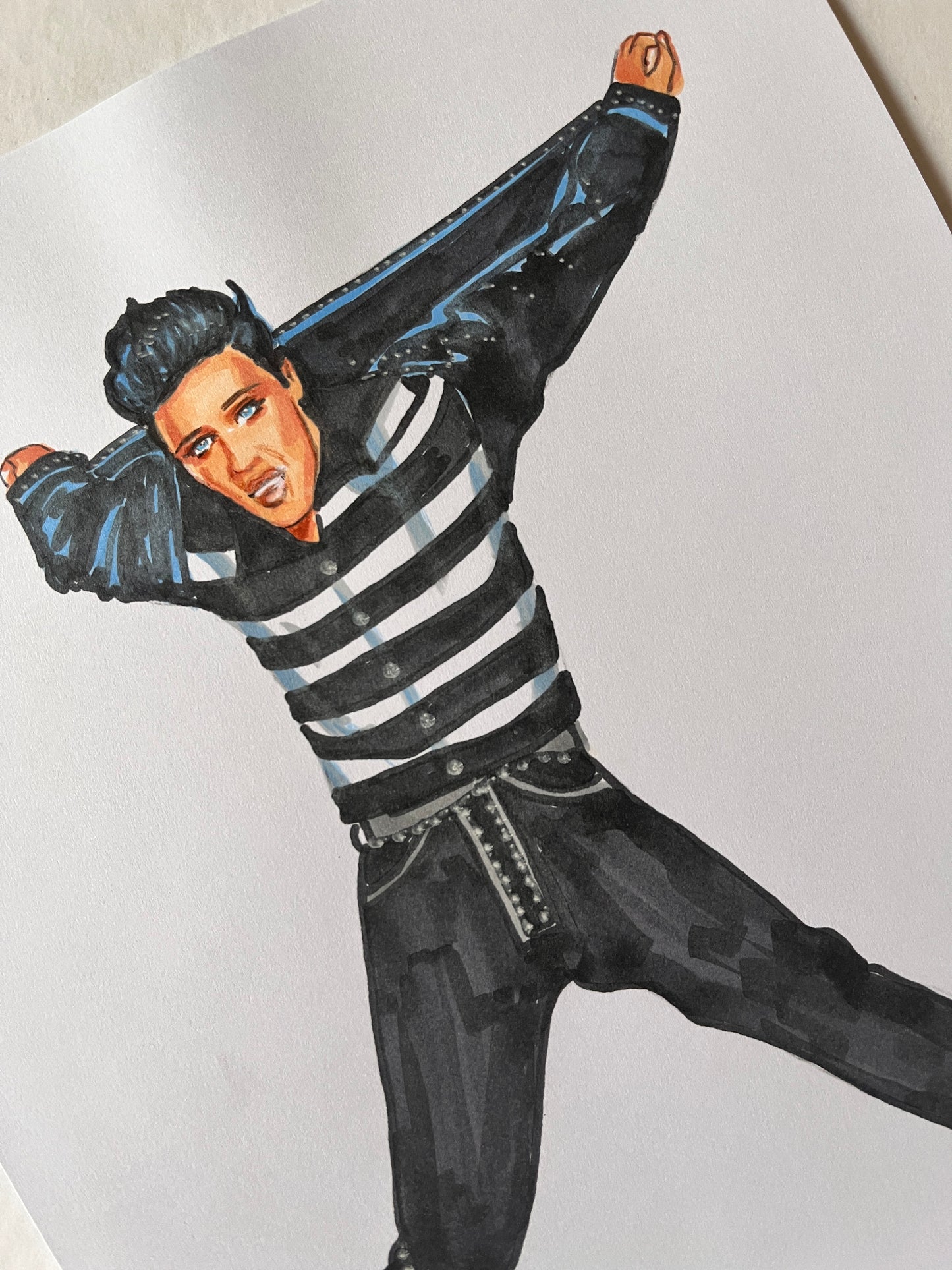 Elvis Presley, Jailhouse Rock, ORIGINAL Marker drawing, Artwork by Svetlana Pelin