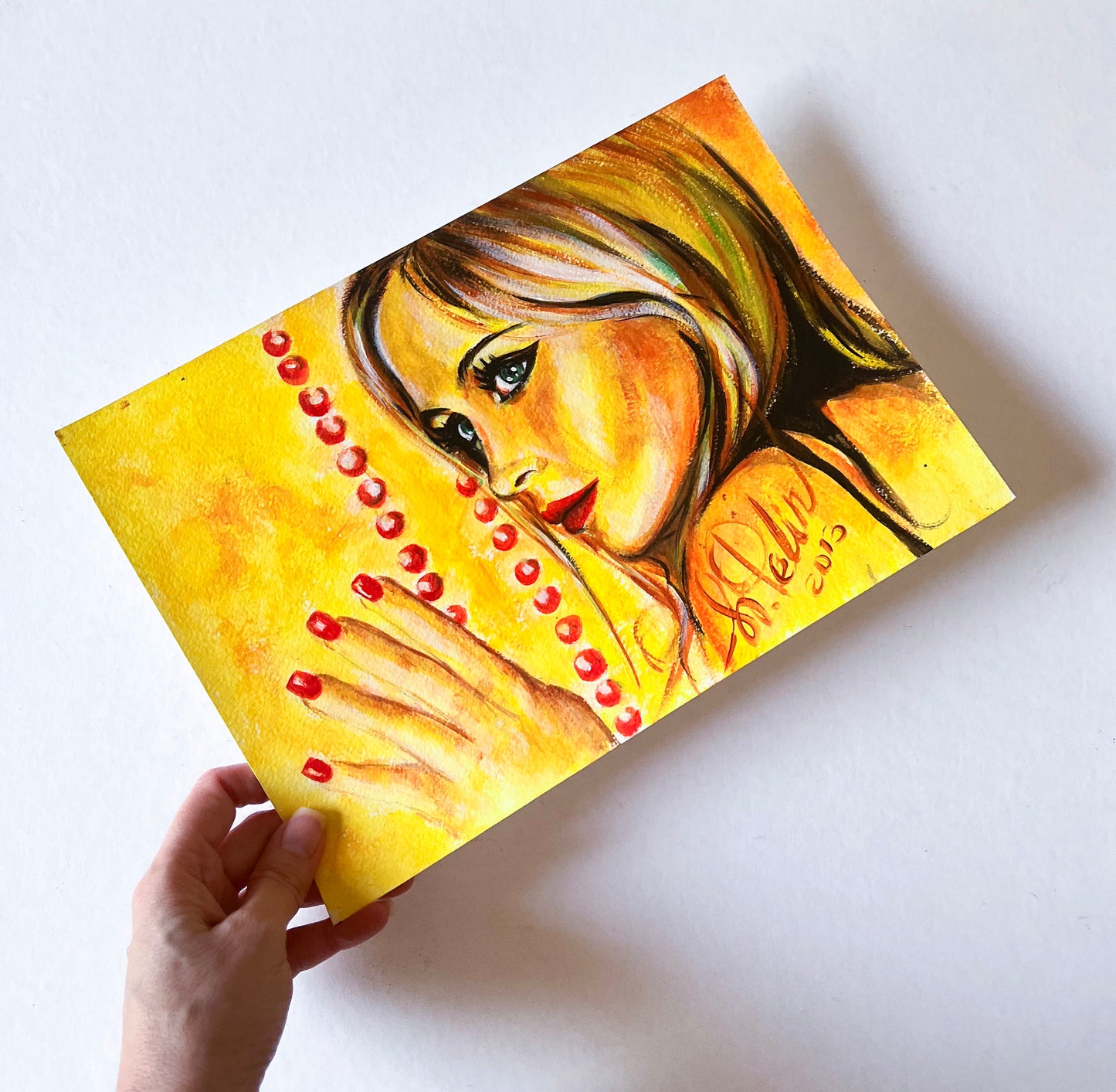Emmanuelle Beart, ORIGINAL Acrylic painting, Artwork by Svetlana Pelin