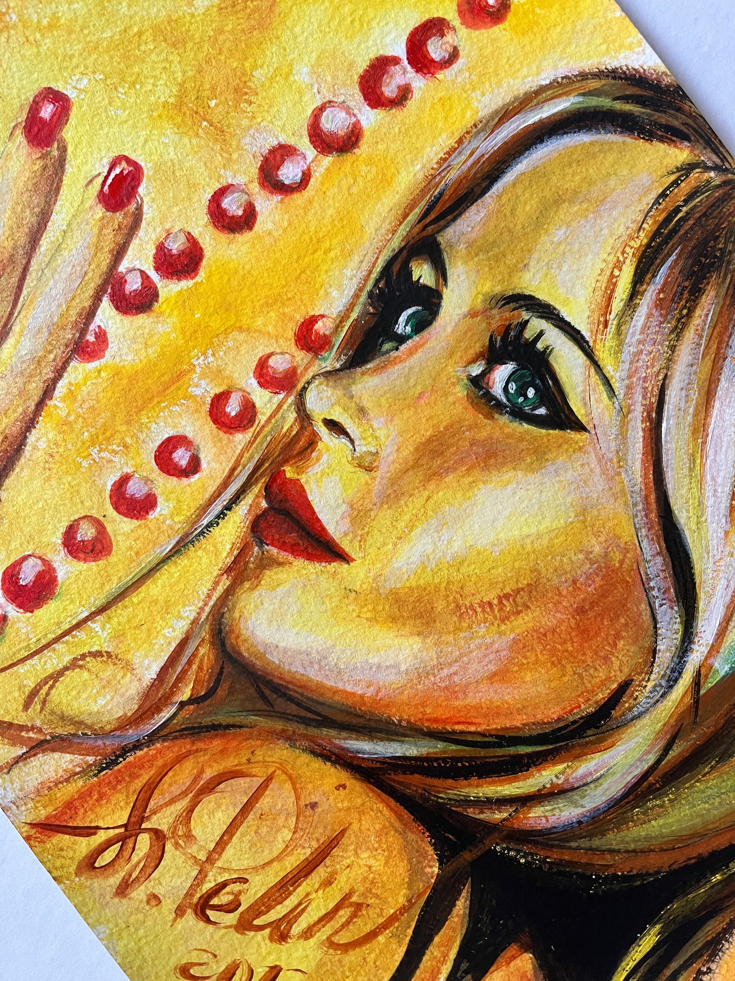 Emmanuelle Beart, ORIGINAL Acrylic painting, Artwork by Svetlana Pelin
