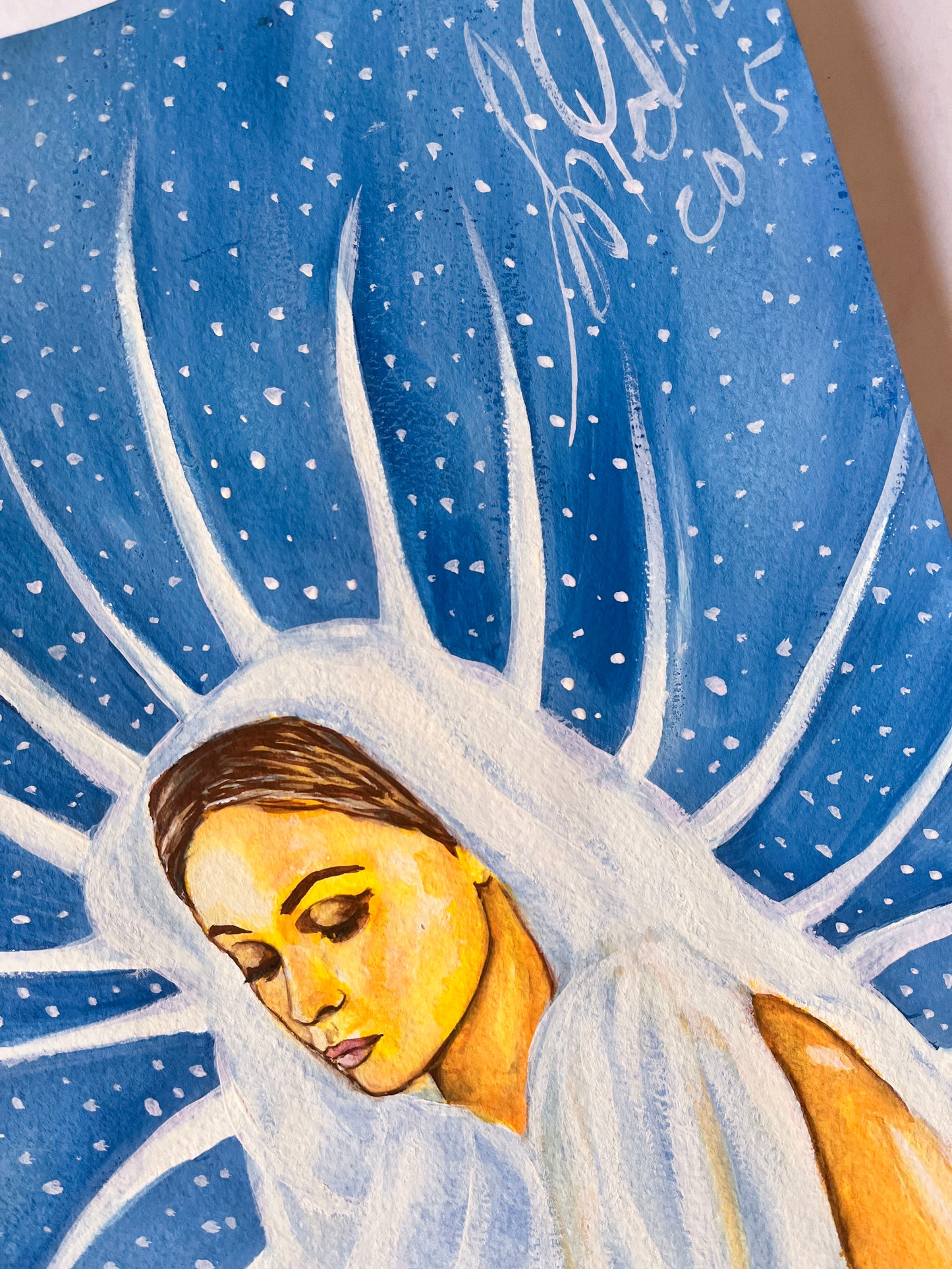 Emmanuelle Beart, ORIGINAL Gouache painting, Artwork by Svetlana Pelin